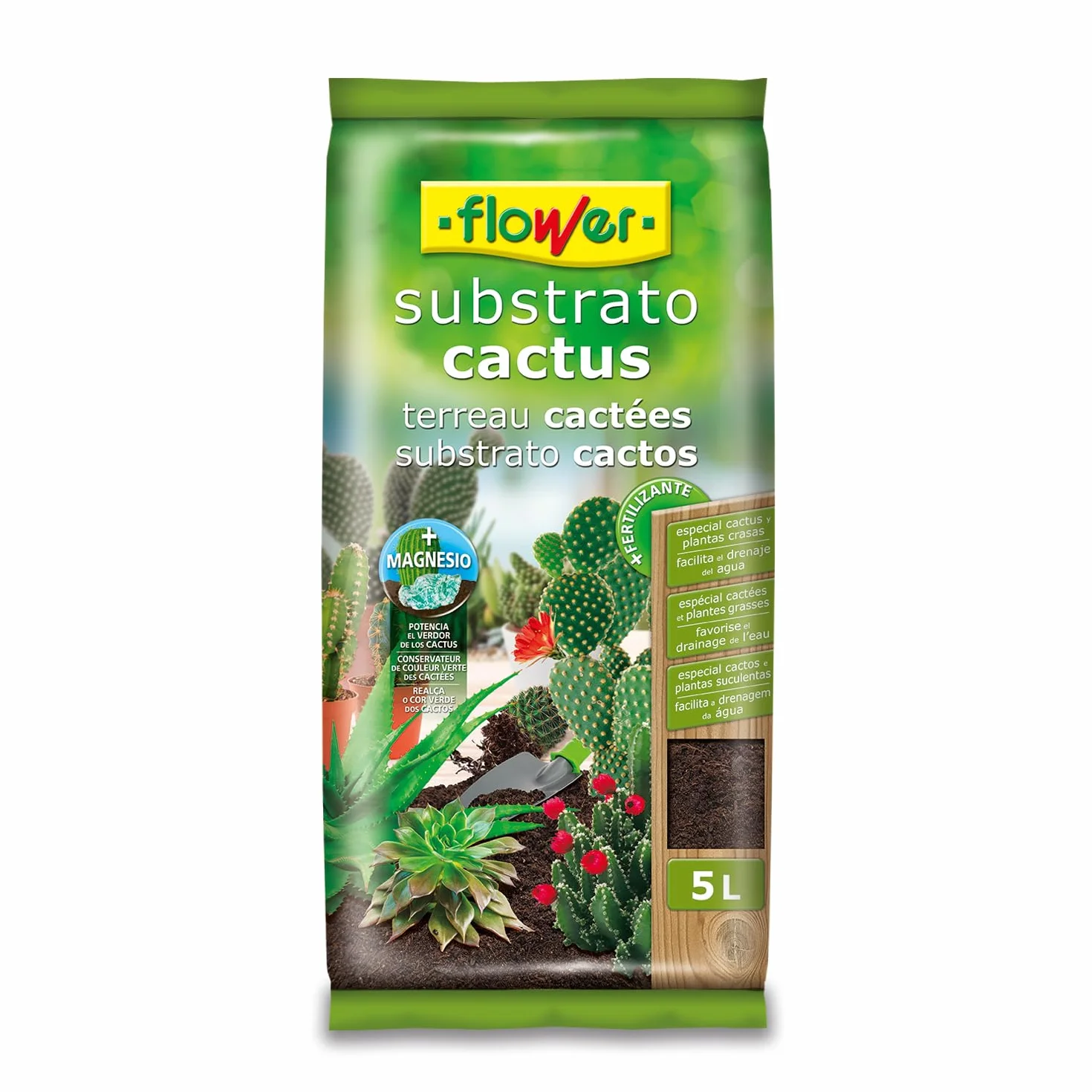Sustrato para Cactus y Crasas 5 L con Áridos, Piedra Volcánica y Abono