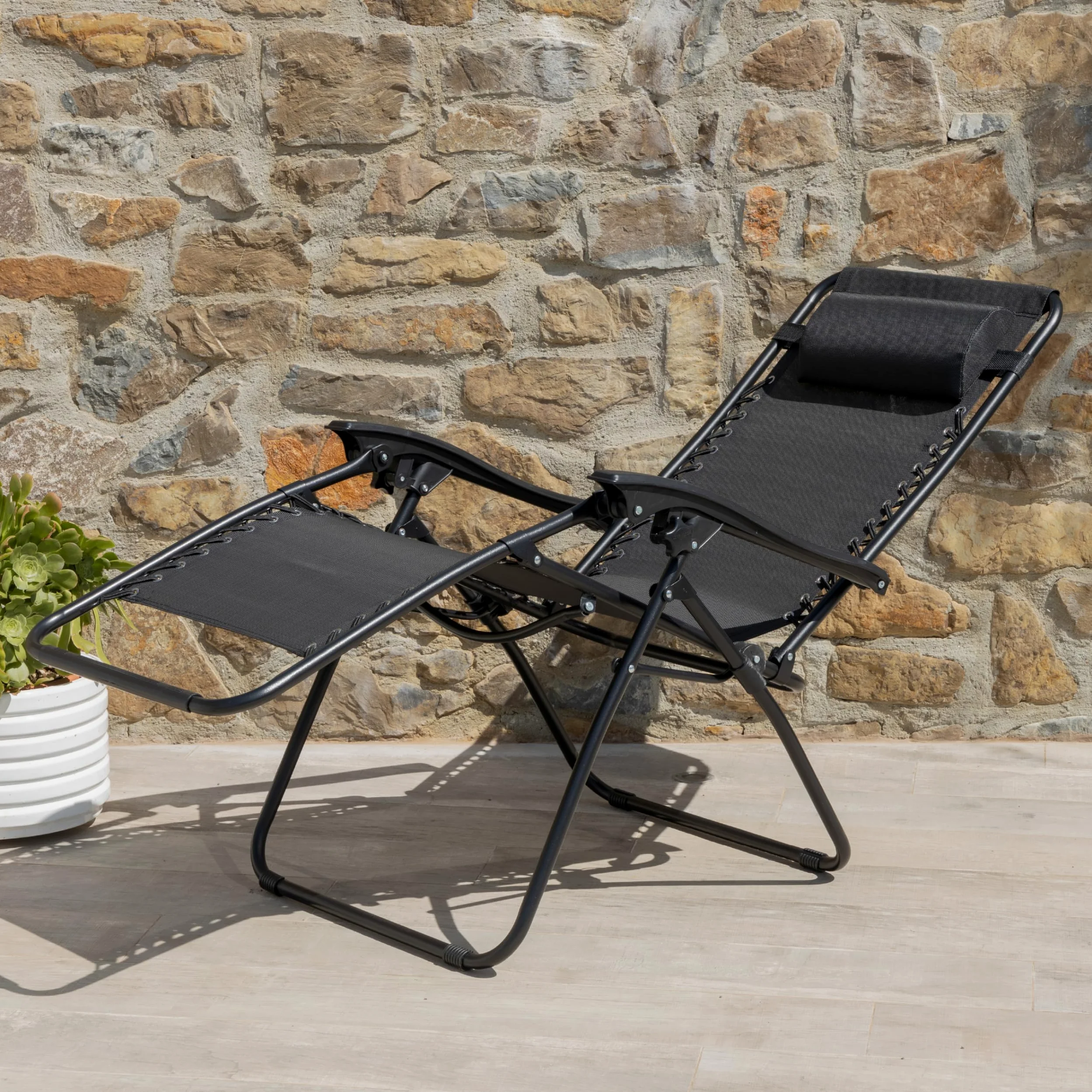 Baroni Home Tumbona Plegable y Reclinable para Jardín y Terraza, Silla Zero Gravity para Playa y Piscina, Tumbonas Relax Cómoda 165x65x113 cm, Gris Antracita