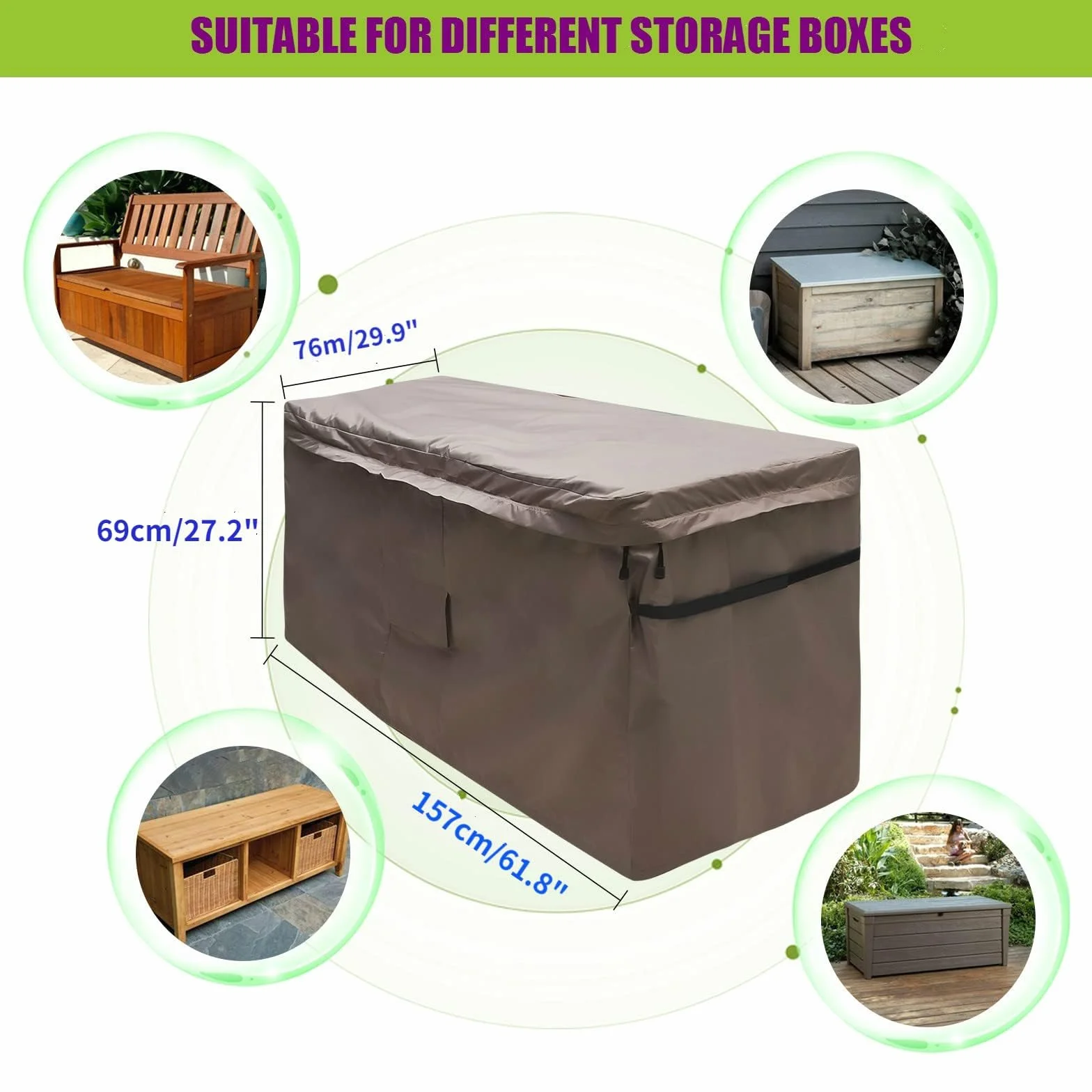 Funda Impermeable para Arcón de Jardín 420D Oxford Marrón 157x76x69 cm