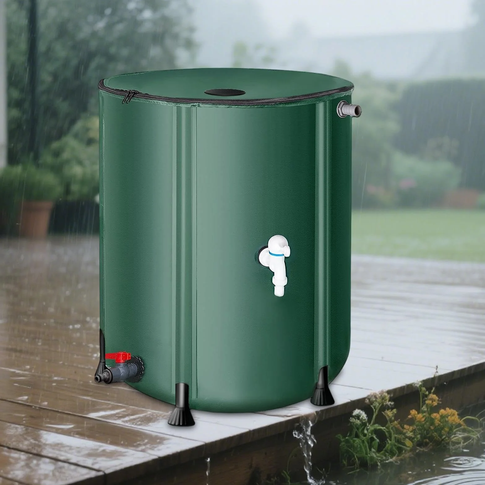 LOVIVER Contenedor de Barril Plegable 50L Colector de Agua Tanque Agua Jardín