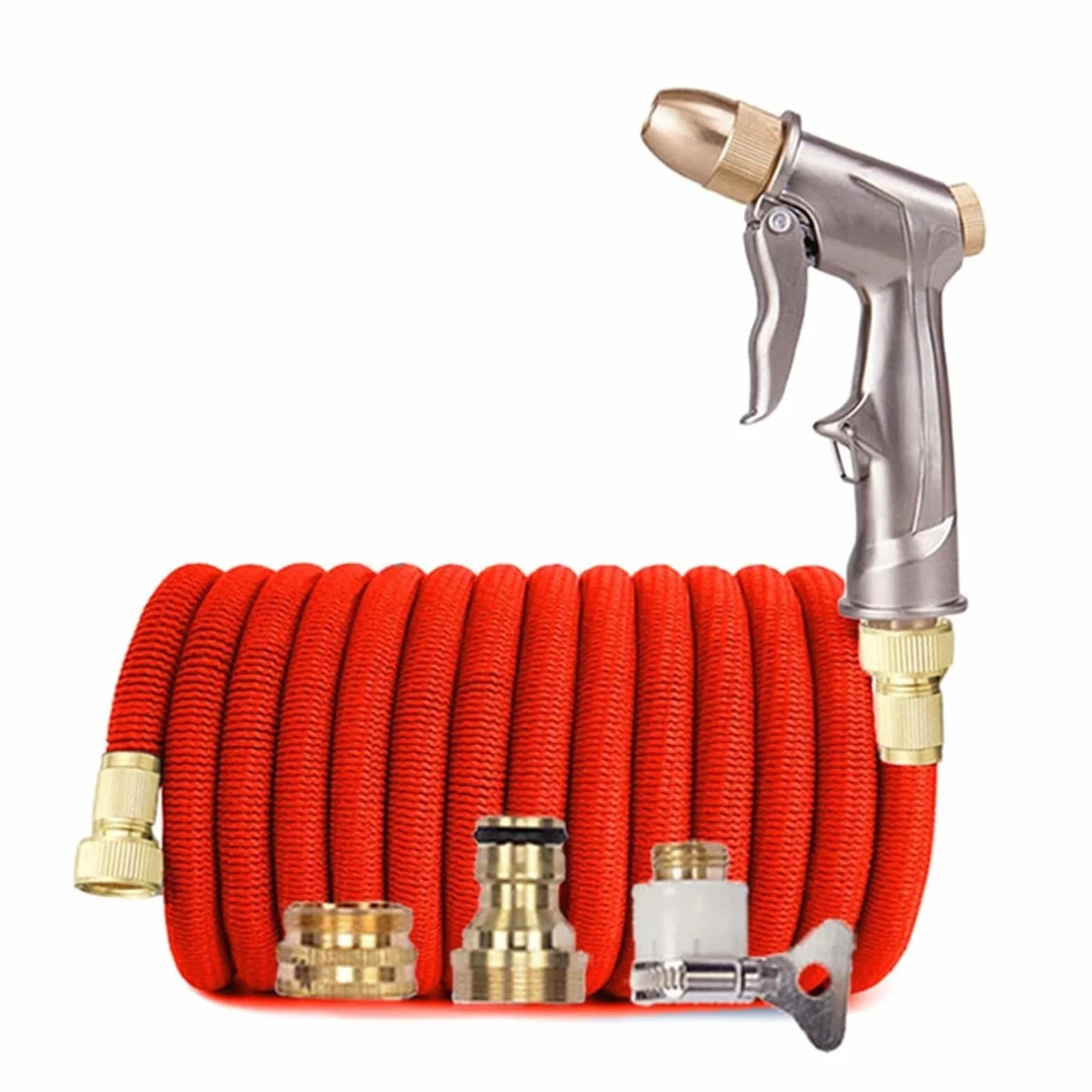 SBTRKT Manguera for Agua de jardín, Conector de Metal Doble expandible, Carrete de PVC de Alta presión, tuberías de Agua mágicas for riego de Granja y jardín(Red,17FT-5M)
