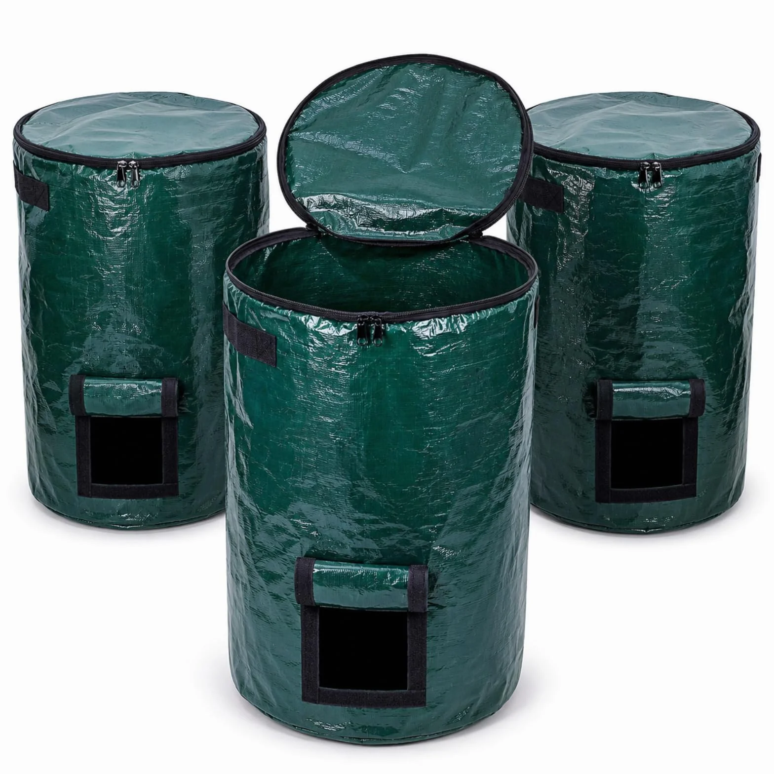 3 x 127 L Bolsas para Residuos de Jardín con Asas y Tapa | Stabile Gartensäcke und Laubsäcke, selbststehend und wiederverwendbar, mit verstärkten Griffen und Bodenöffnung