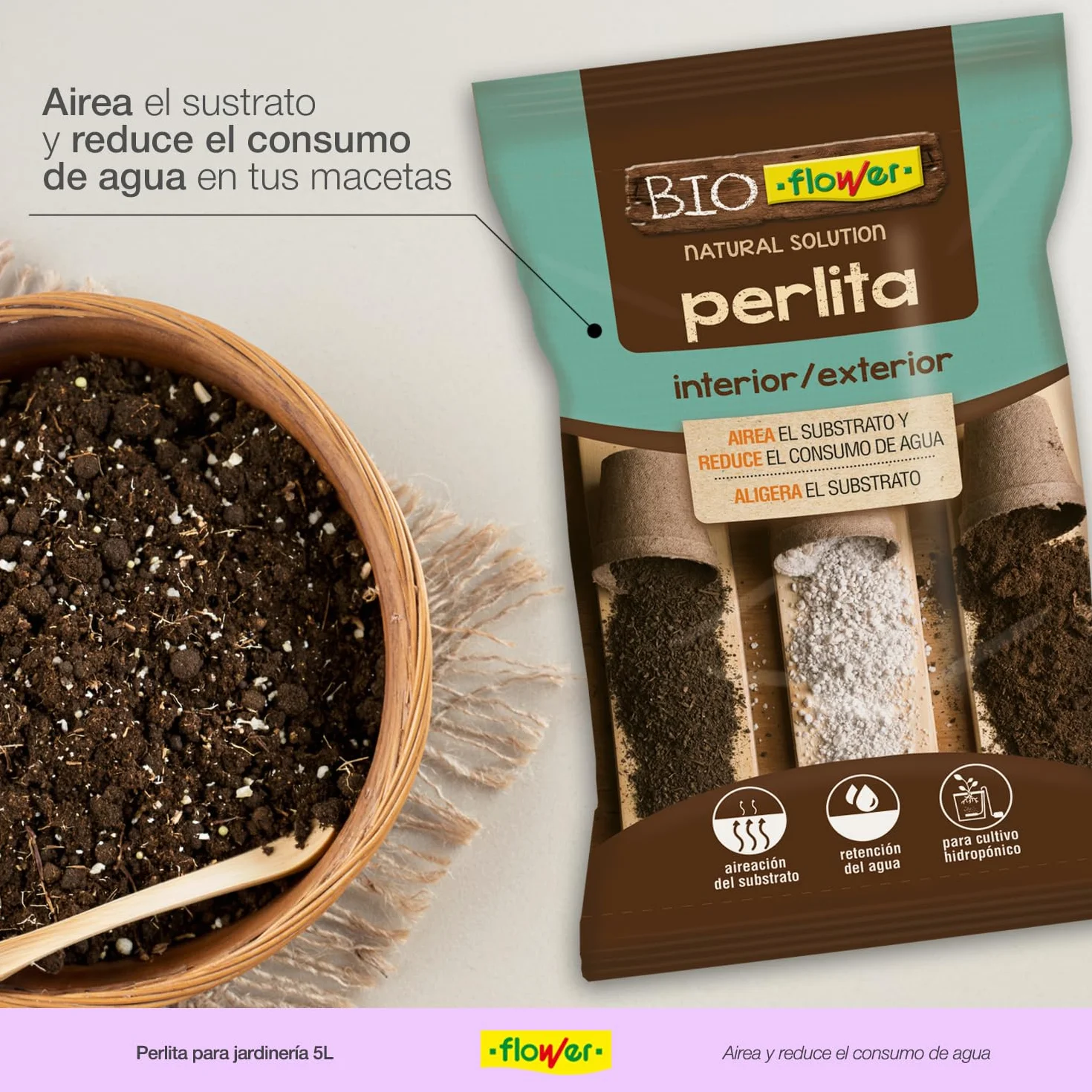 Perlita 5 L para Jardinería Drenaje Aireación Macetas Hidropónica