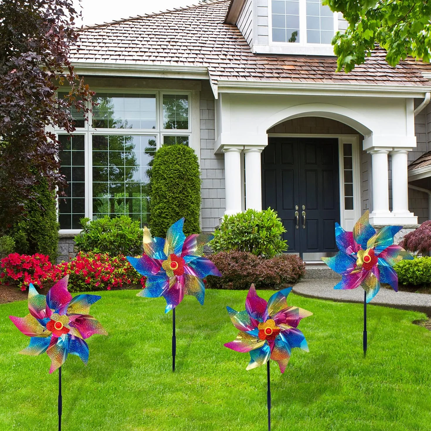 Molinillos de Viento Repelentes de Pájaros Reflectantes para Jardín, Patio, Balcón Decoración
