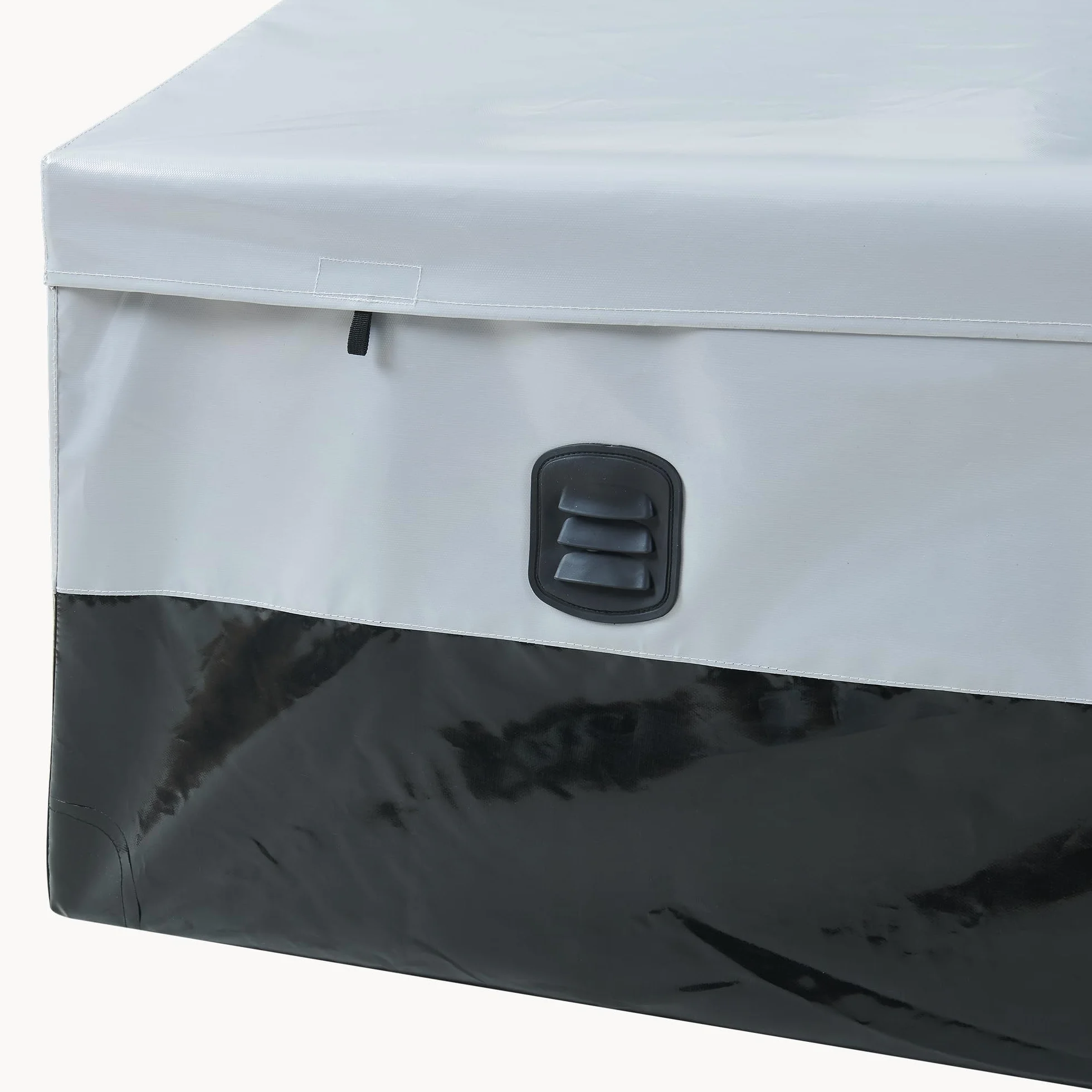 Caja de Almacenamiento Exterior Alanno 560 L Impermeable Lona Poliéster Acero 155x64x75 cm Gris/Negro