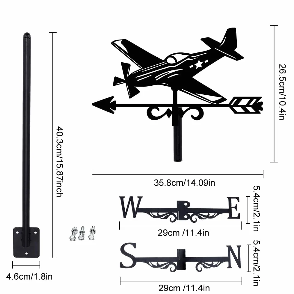 Veleta de Avión de Hierro Forjado para Techo Jardín Decoración