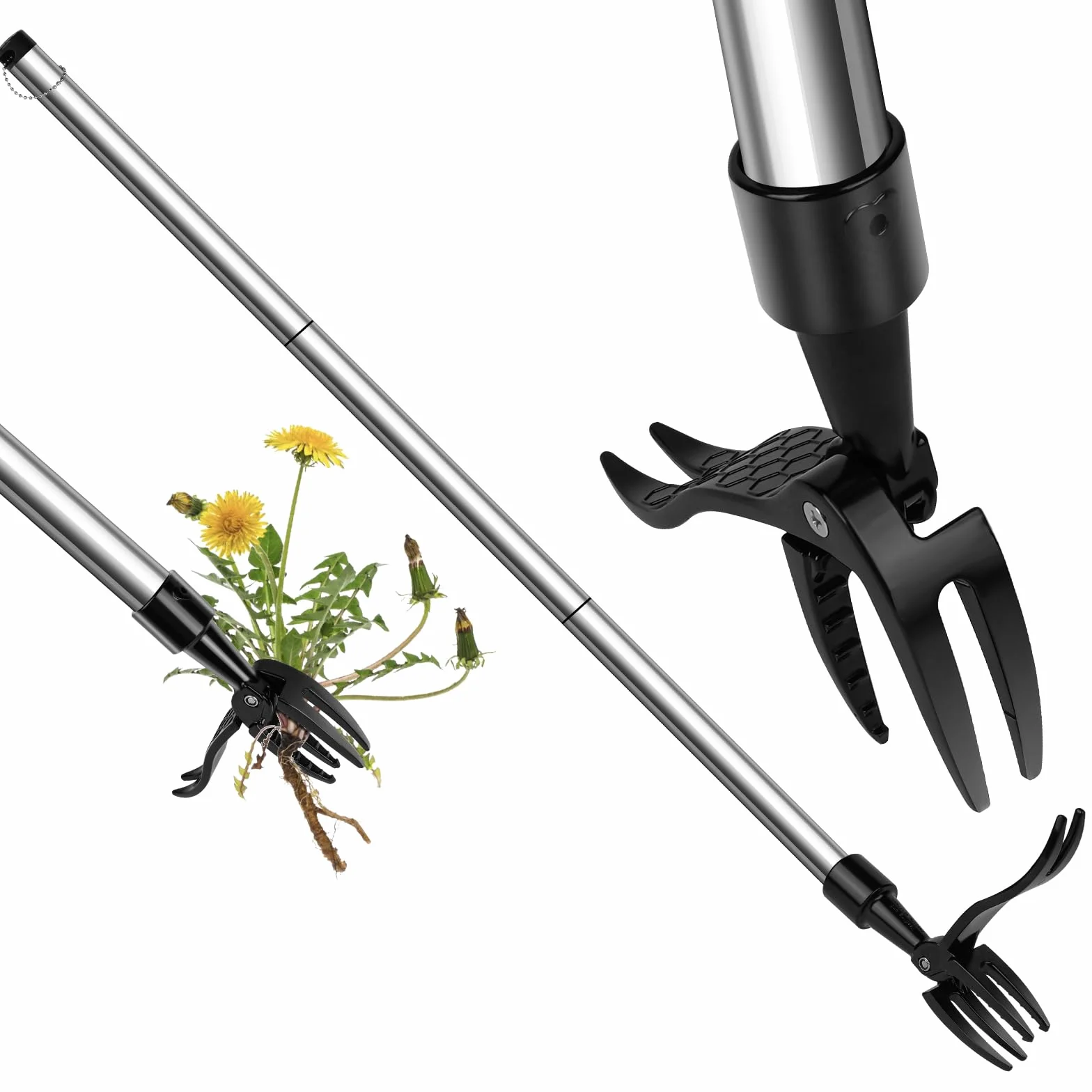 OFFCUP Extractor de Malezas Manual 100cm Mango Largo Deshierbe Jardín Negro