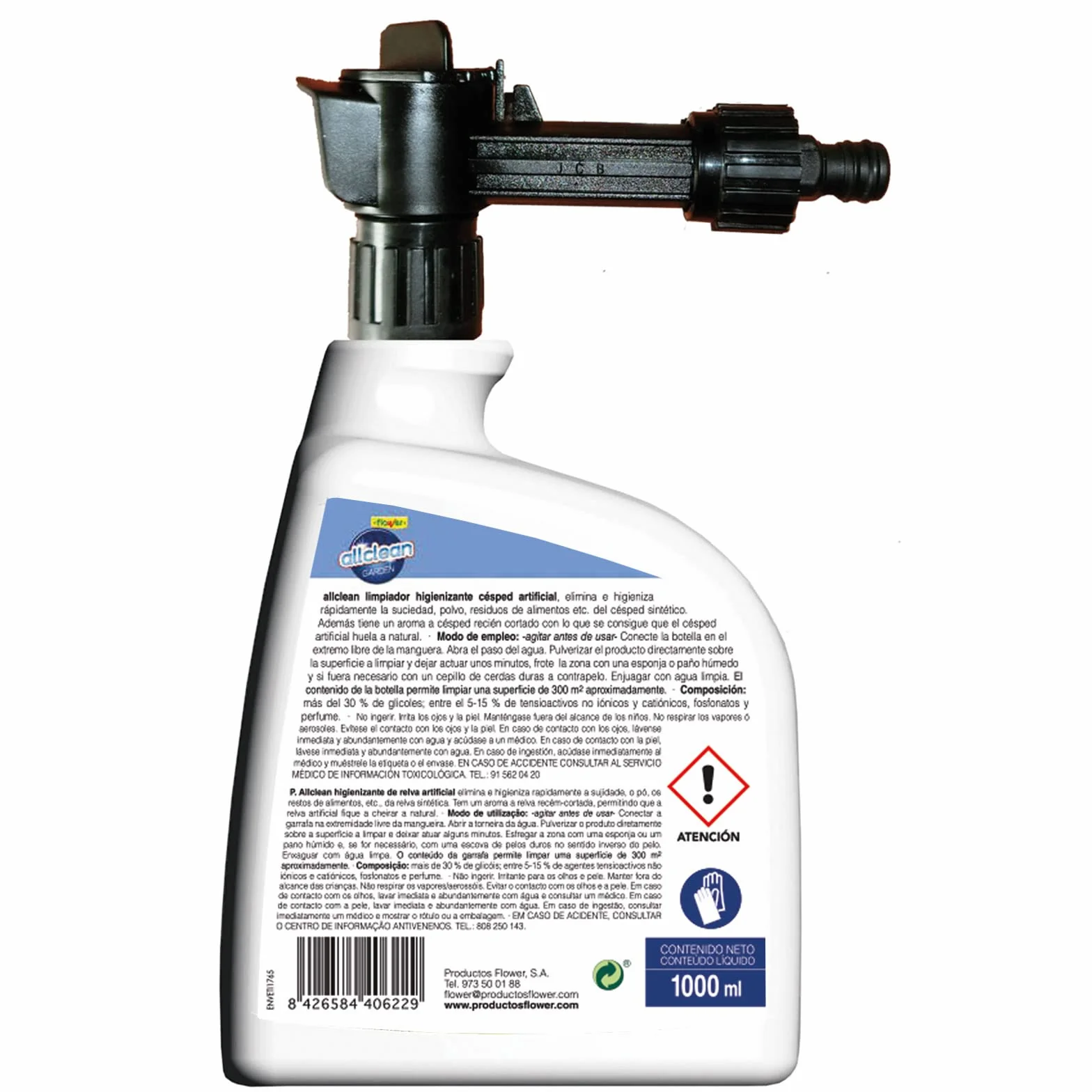 Limpiador Césped Artificial 1L AntiEstático Conexión Manguera Plástico