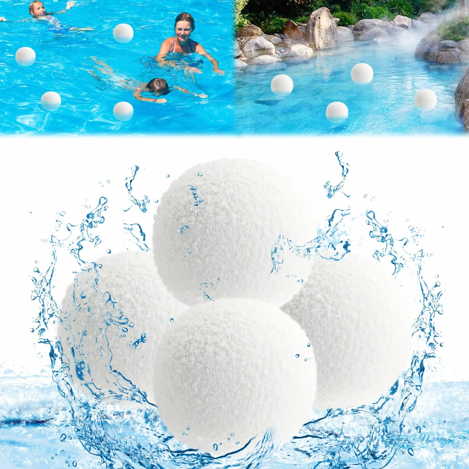 Bolas Eliminadoras de Escoria, Esponja Absorbente de Aceite Reutilizables para Spas y Bañera de Hidromasaje