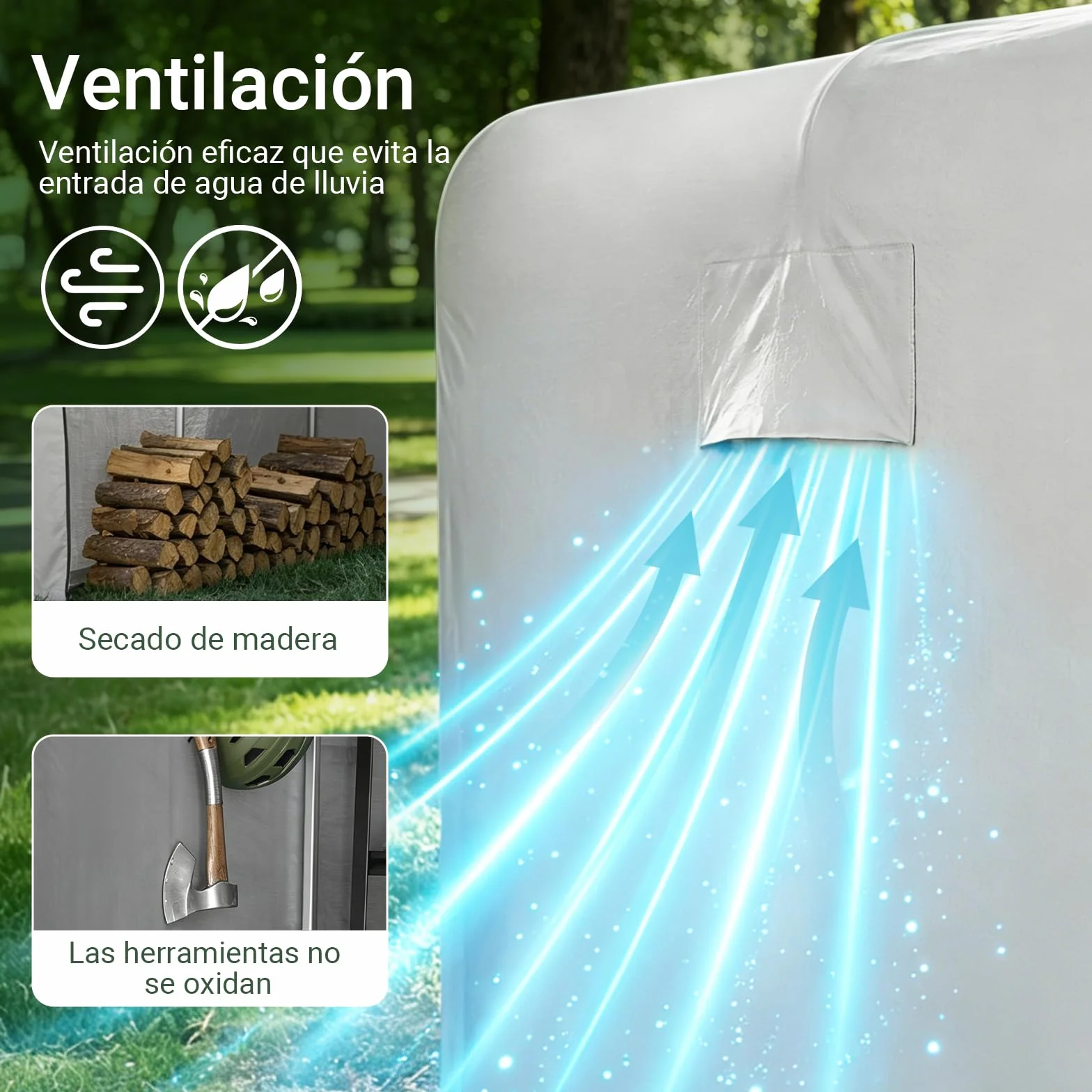 SoBuy Caseta Jardin Exterior con Ganchos Garaje Impermeable 159x219x165 cm KLS11-II-L