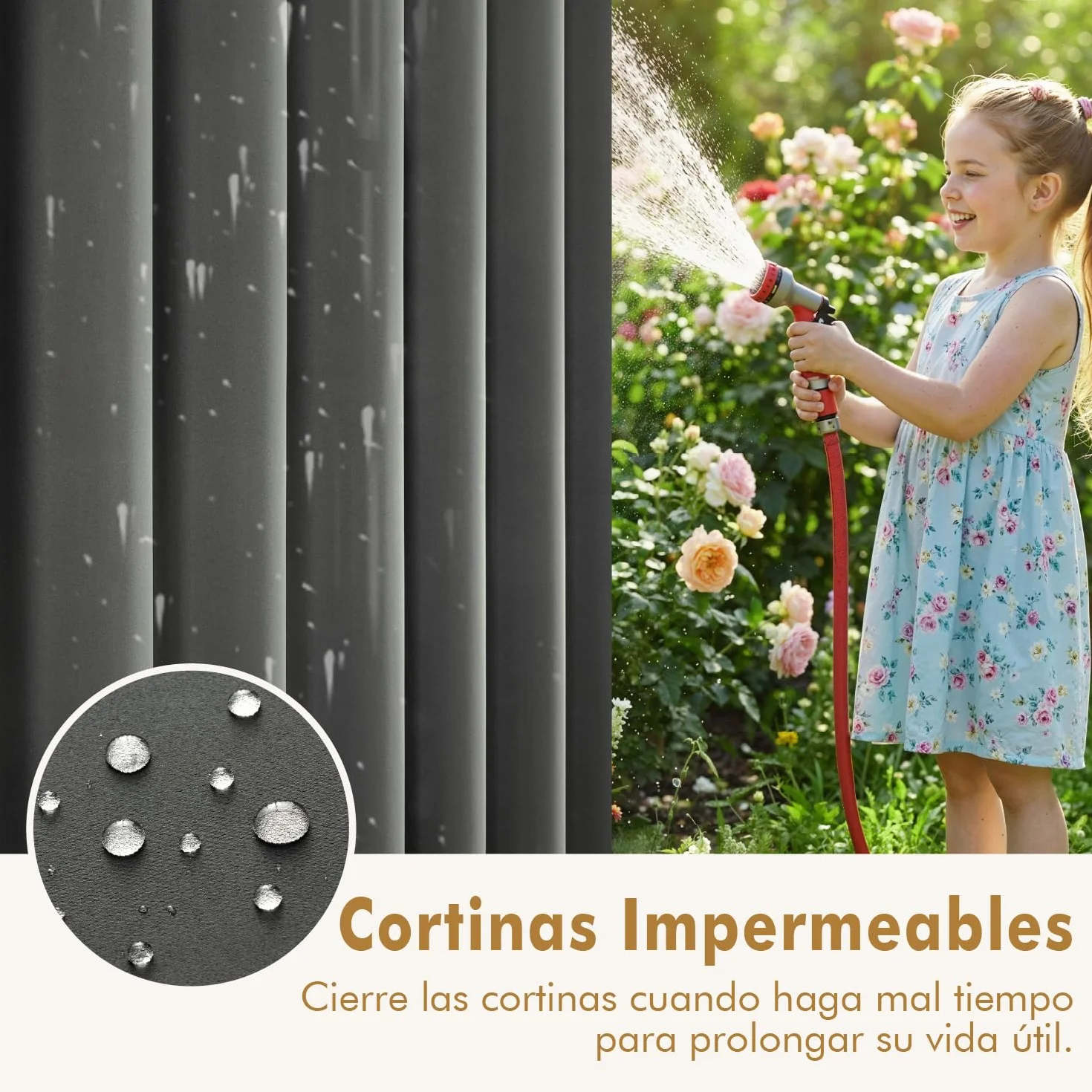 MIULEE Cortinas de Exterior Impermeable 132x215cm Gris 2 Piezas