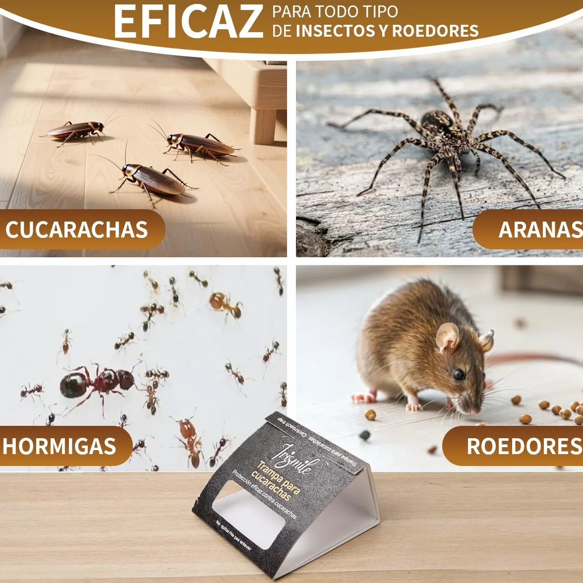 Trampas para Cucarachas 30 Piezas - Adhesivo Extra Fuerte con Atrayente Sin Químicos - Seguro para Niños y Mascotas