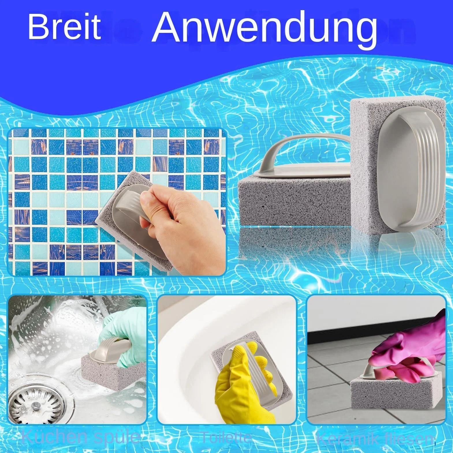 Piedra pómez para piscina, limpiador de azulejos, mango antideslizante
