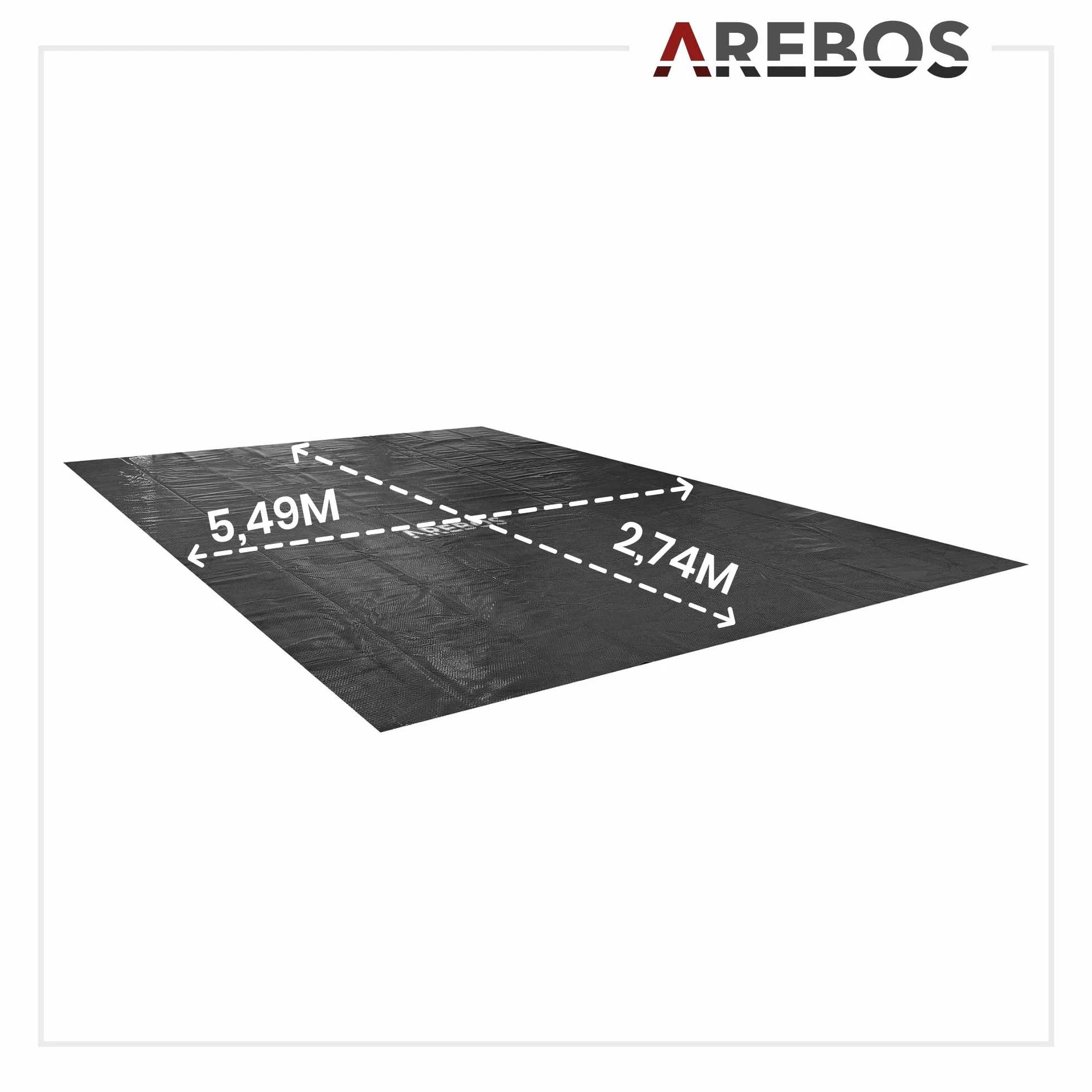 Arebos Cubierta Solar Piscina 5,49 x 2,74 m Negro 120 µm Protector Térmico Ahorro Energía