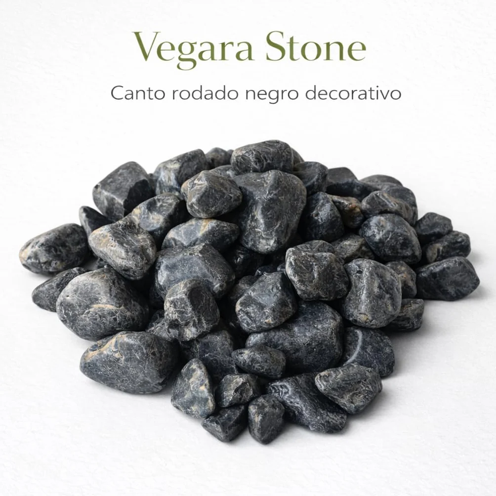Vegara Stone Canto rodado Decorativo Negro Puro 20/40MM