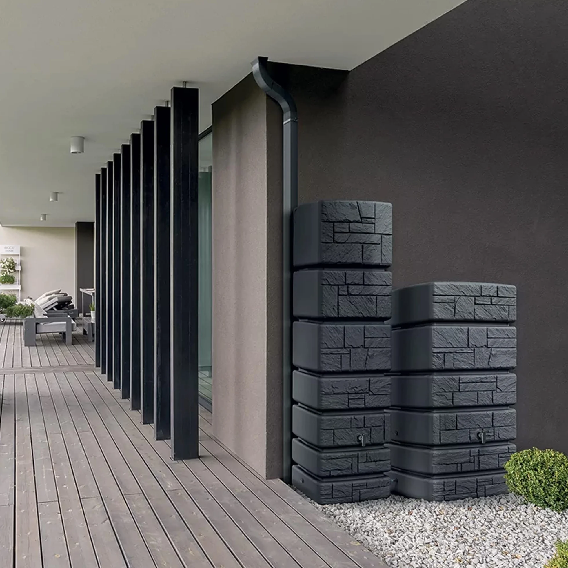 Barril de captación de agua Tower Stone 350l 575x384x1800 mm