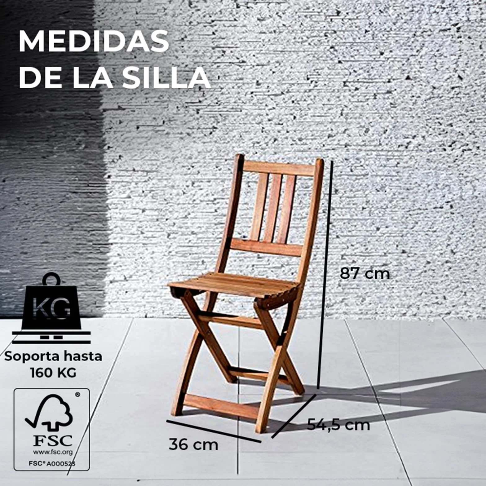 Set de bistró 3 Piezas Madera de Acacia marrón Mesa 60x60x72 cm 2 sillas Plegables Exterior