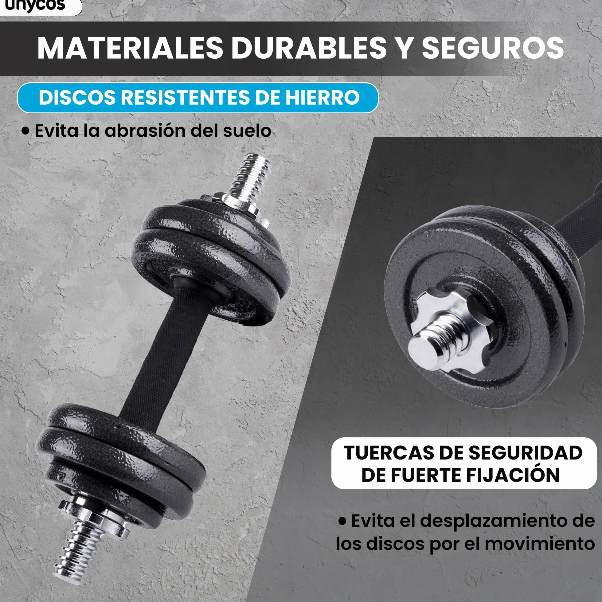 Mancuernas Ajustables 3 en 1 15-50 kg Hierro con Barra de Conexión Pesas Gimnasio en Casa