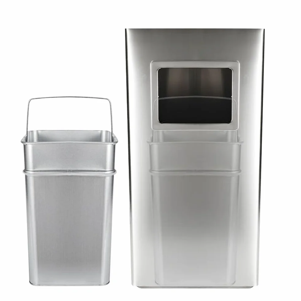 HUOLE Papelera con Cenicero Acero Inoxidable 48L 30x24x60cm Cubo Basura