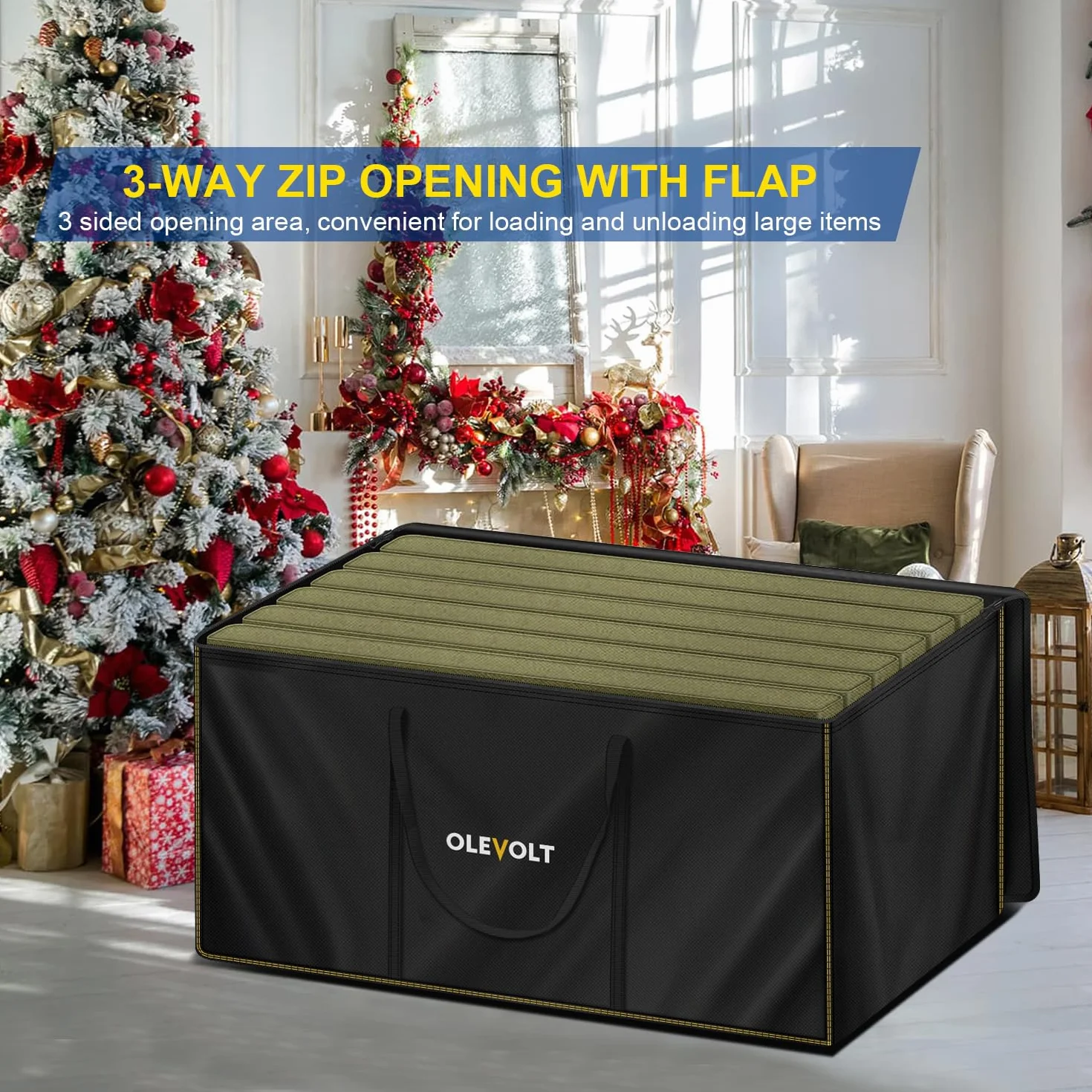 Bolsa de Almacenamiento Impermeable para Cojines de Jardín 100x33x55cm con Asas