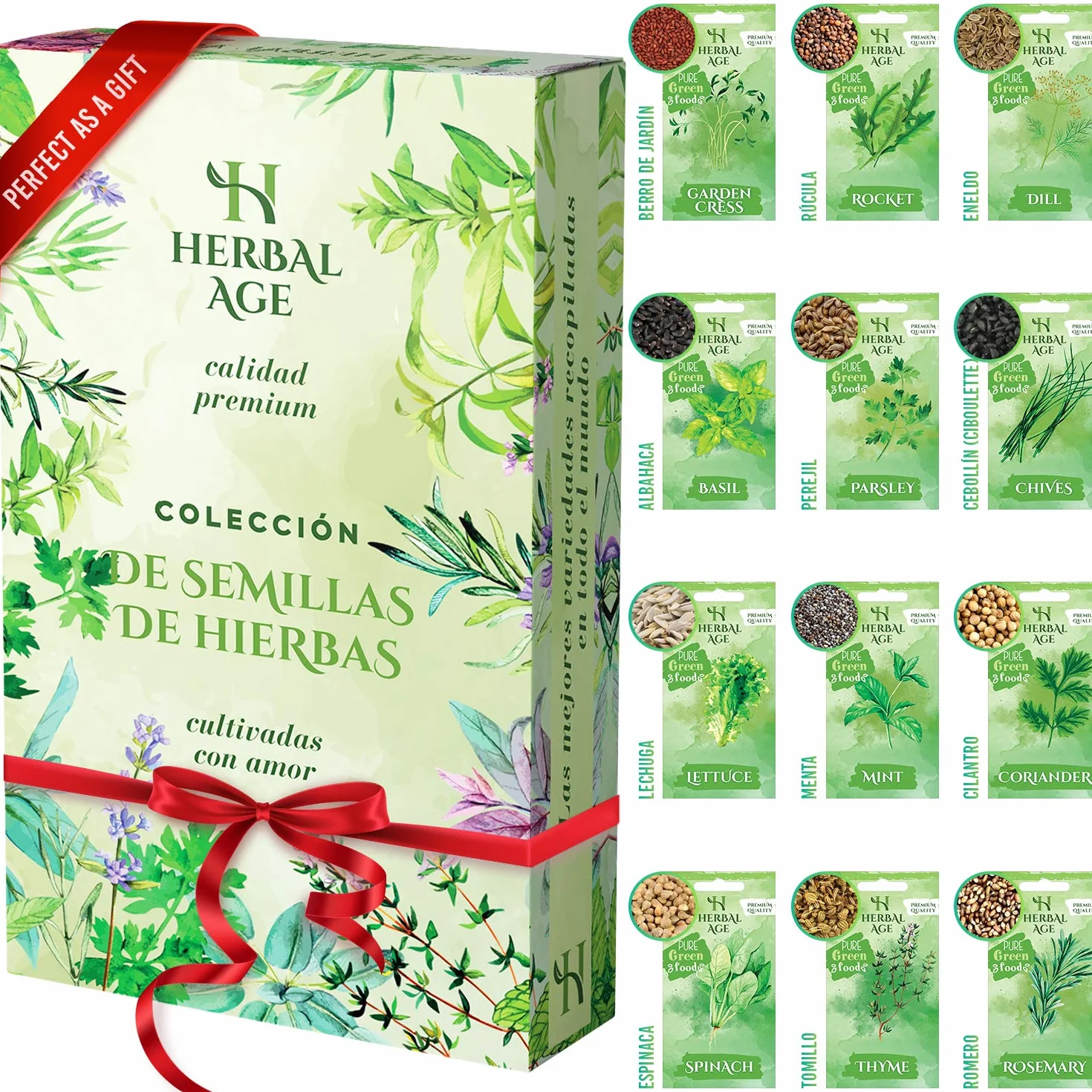 Kit Plantas Aromáticas 12 Variedades – 8700 Semillas Hierbas Frescas para Cultivar en Casa Interior, Jardín