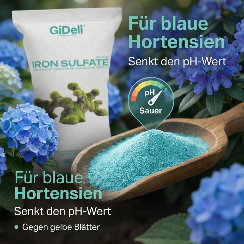 Sulfato de hierro 1 kg Heptahidrato fertilizante para hortensias jardín agricultura