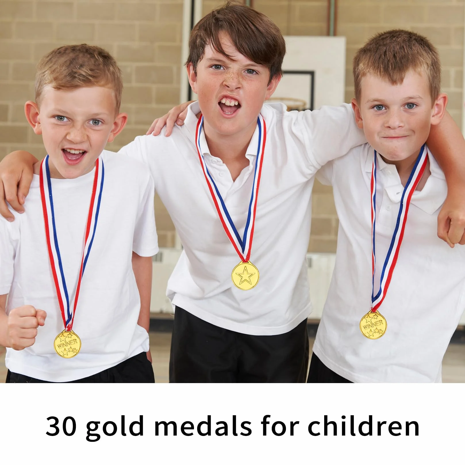 Medallas Niños Oro Plástico Dorado Premios Ganador Cumpleaños Fiesta Deporte 30 Piezas
