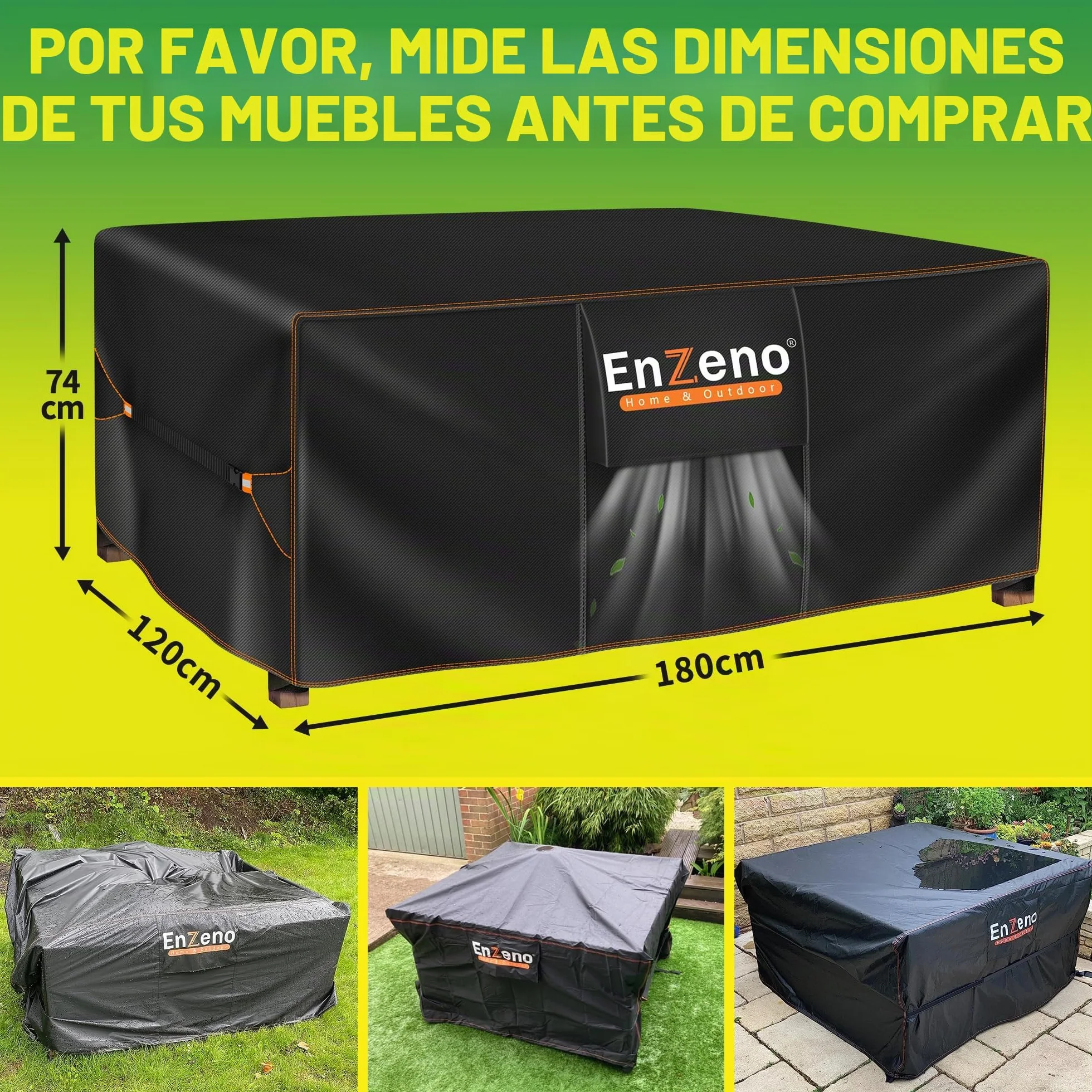 Enzeno Funda Mesa Exterior Impermeable 180x120x74cm Anti Viento Anti UV