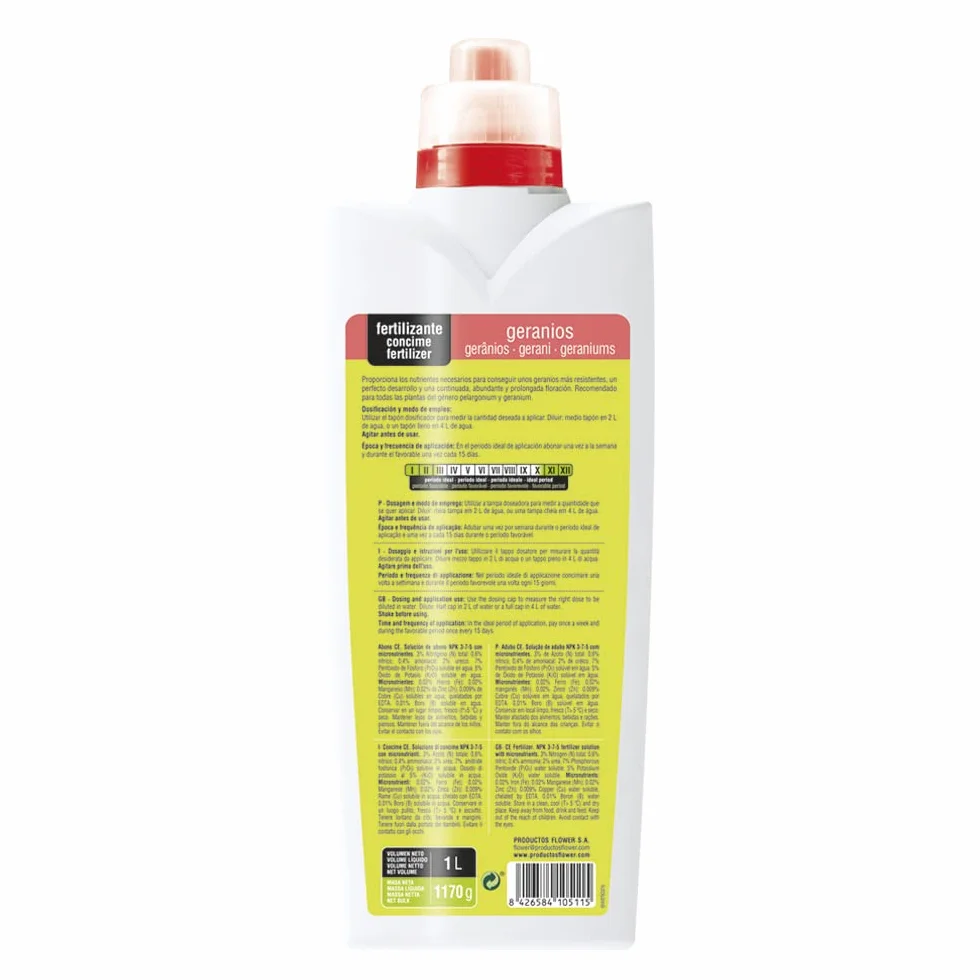 Fertilizante Líquido Geranios 1000 ml Bioestimulante con Aminoácidos Naturales