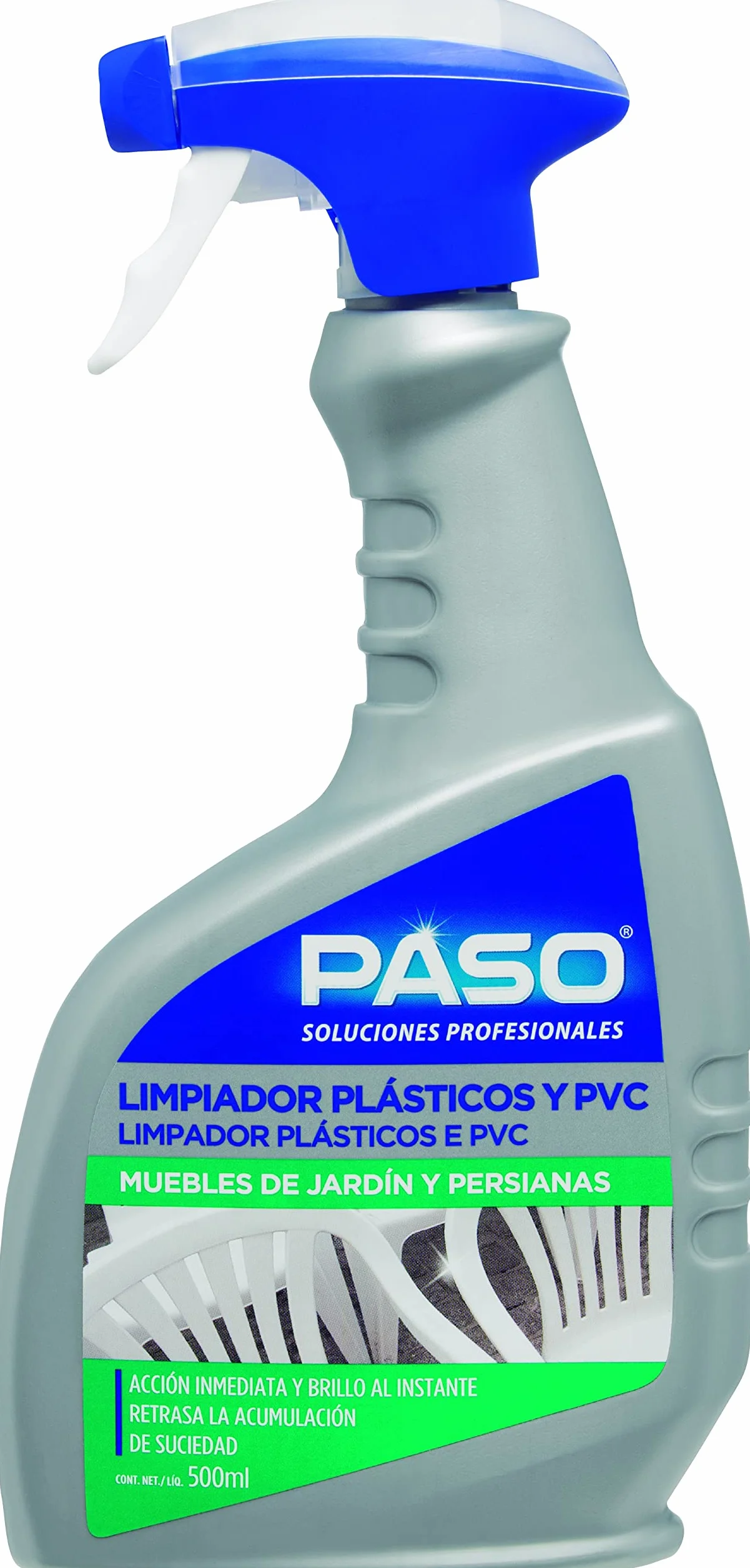 PASO Limpiador de Plásticos y PVC Spray 500 ML Brillo Instantáneo Efecto Antiestático