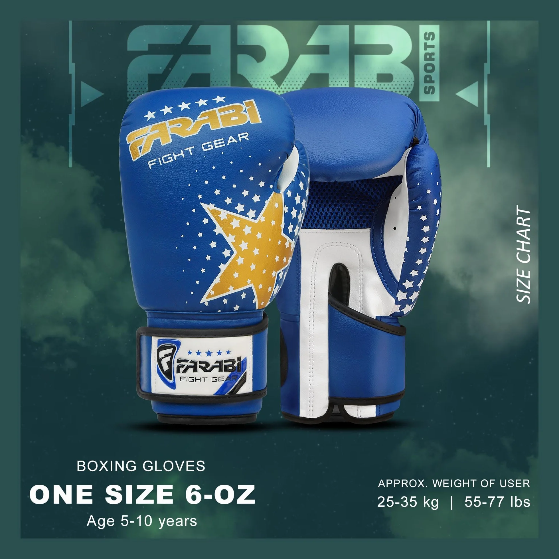 Farabi Sports Guantes de Boxeo para Niños y Niñas 6-oz Youth Junior MMA Muay Thai