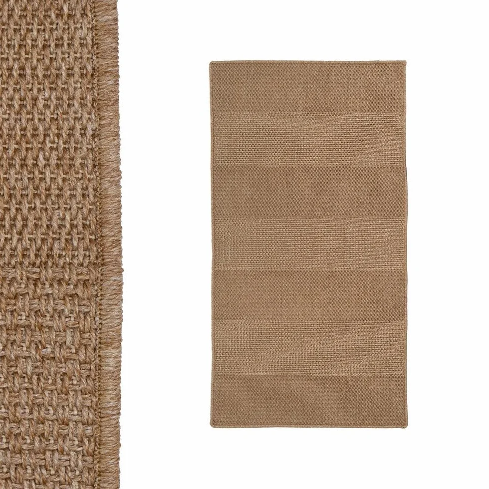 Alfombra Exterior Polipropileno Beige 80x150 cm Antideslizante Látex Resistente Intemperie Terraza