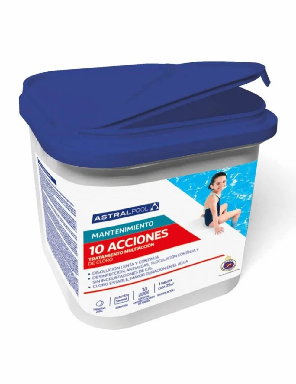 Cloro10 Acciones ASTRALPOOL de Disolución Lenta y Continua 5kg - Tratamiento Multiacción - Especial Gresites y Filtros de Arena-