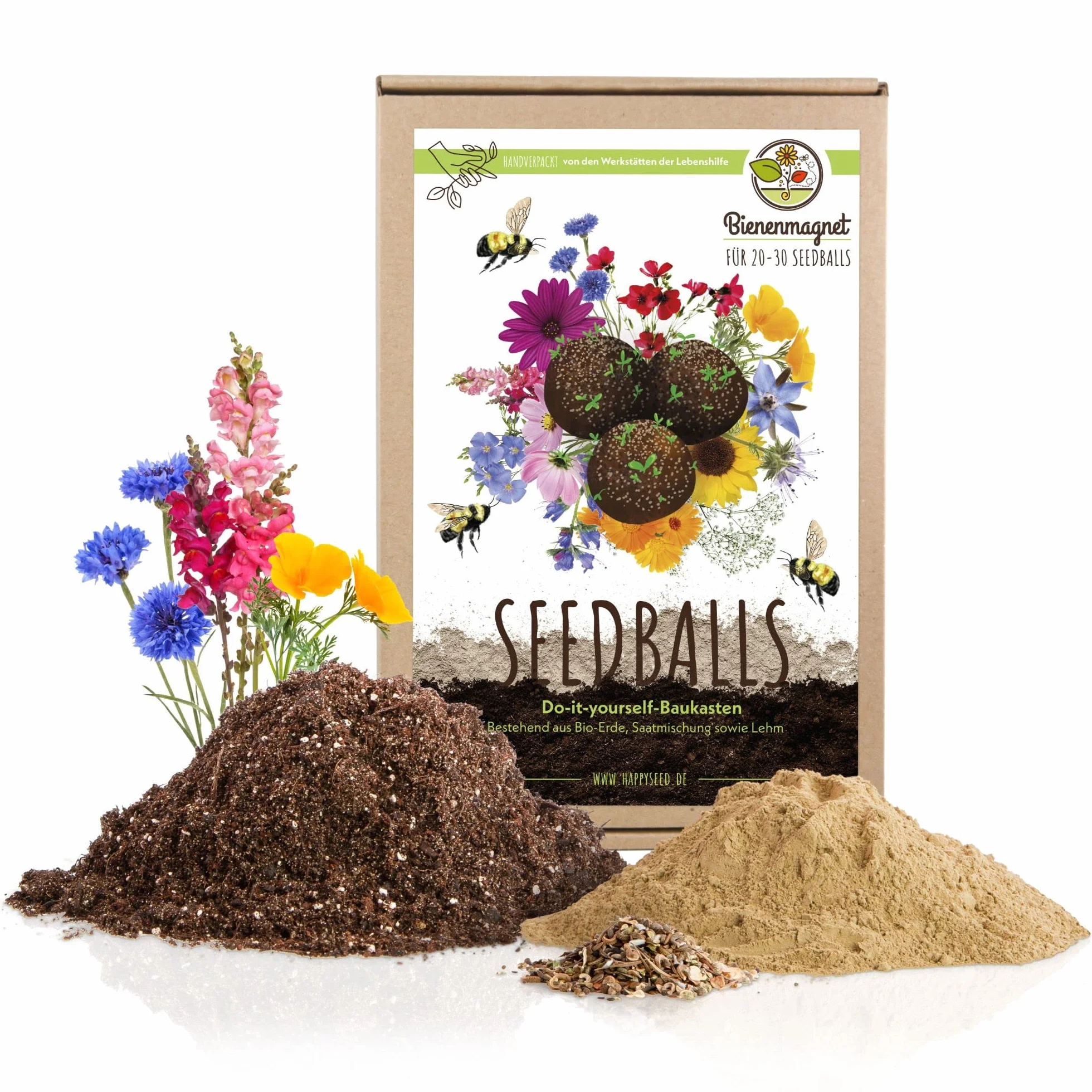 Kit de bombas de semillas para abejas y mariposas, 20-30 bombas