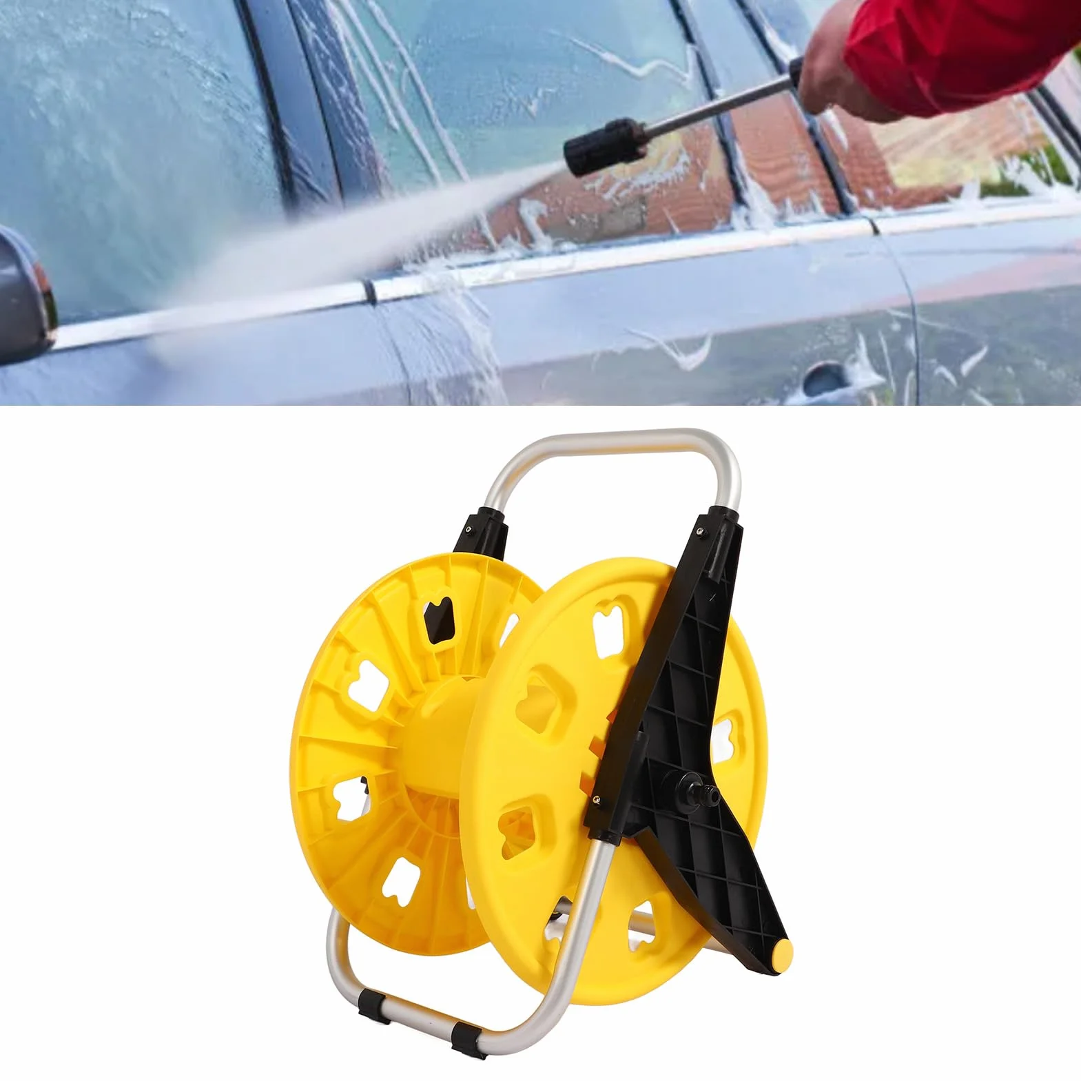 Carrete de manguera de jardín Material portátil Material para jardines Amarillo H 3050S Patios céspedes
