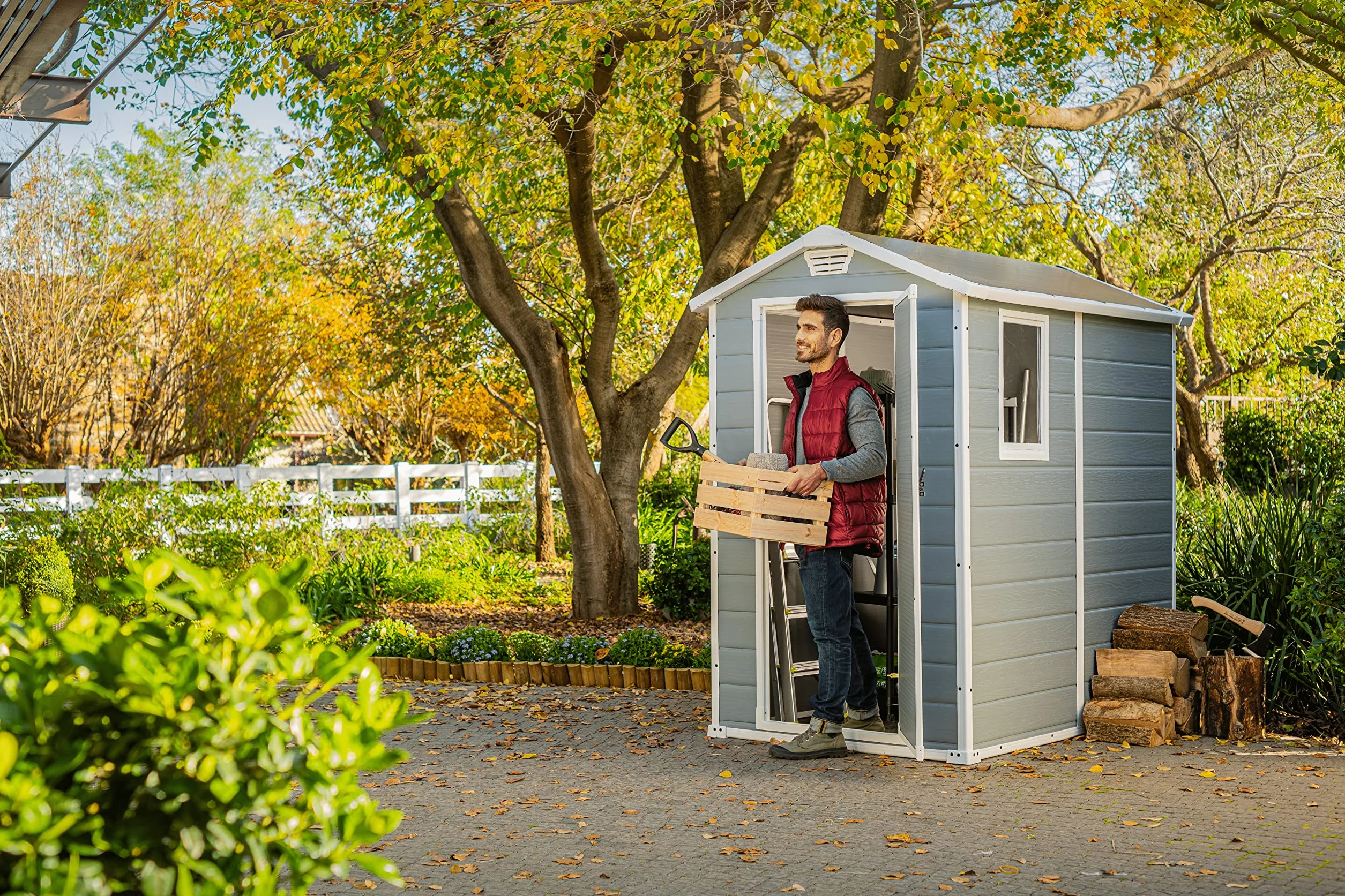 Keter Manor 4X6 Caseta de jardín 130x192x198cm 2,2m² Suelo Resistente al Agua Gris