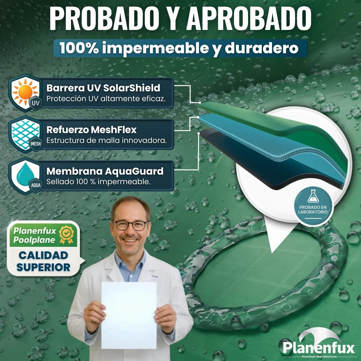 Planenfux® Cobertor de Invierno Redondo para Piscinas Ø 366 cm PE 200g/m² UV-Resistente Lona Solar