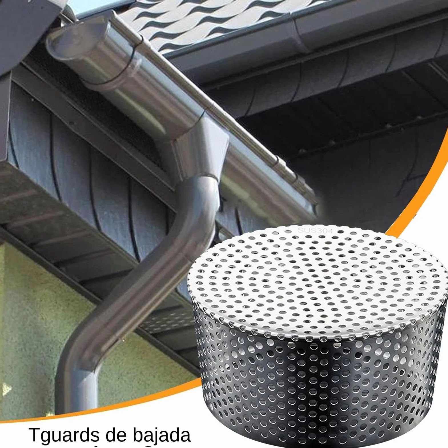 Rejilla para Bajantes Filtro de Acero Inoxidable Malla Antiatascos Cubredrenaje Exterior