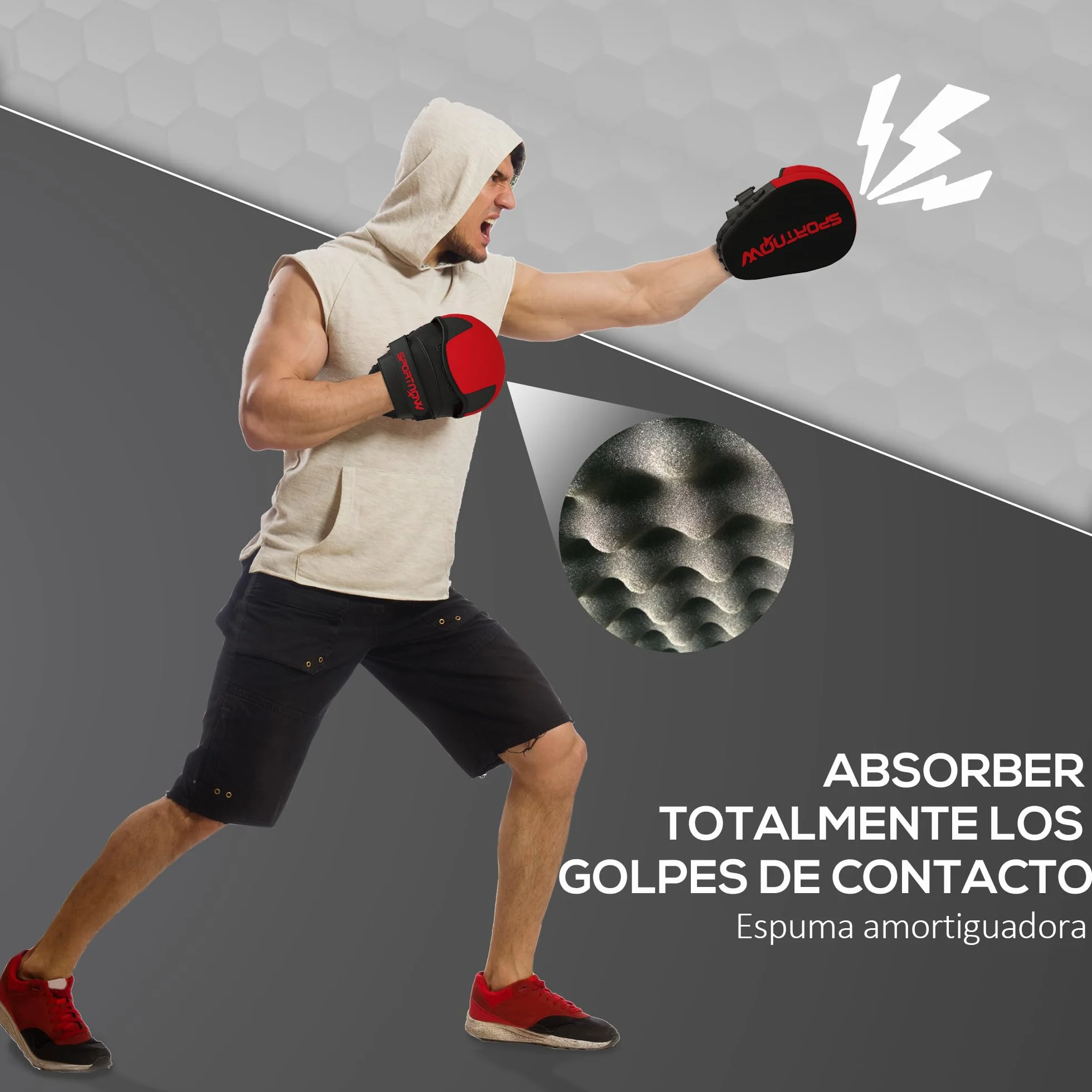 SPORTNOW Manoplas de Boxeo Paos Muay Thai MMA Curvadas para Entrenamiento de Boxeo Karate Taekwondo Kickboxing Training Almohadilla para Sparring Artes Marciales