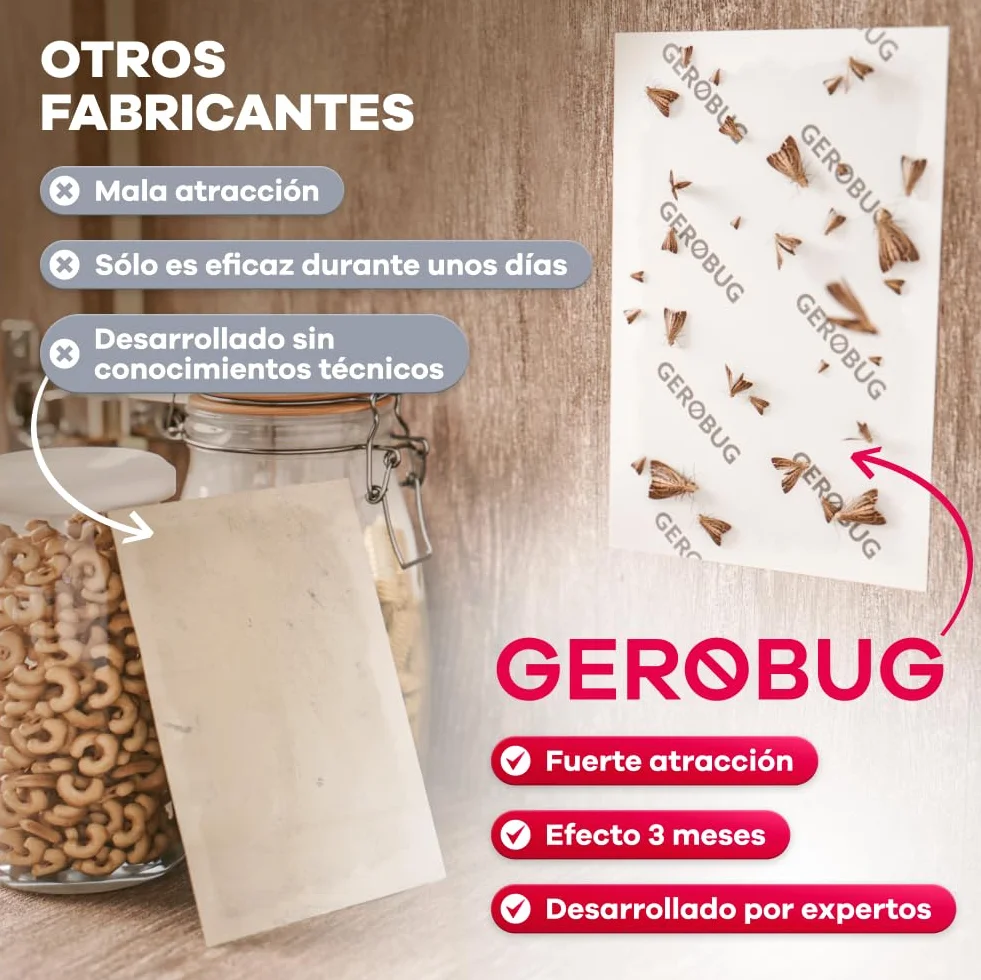 Gerobug Trampa Polillas Alimentos 10 Unidades - Trampa de feromonas para Protección de Alimentos