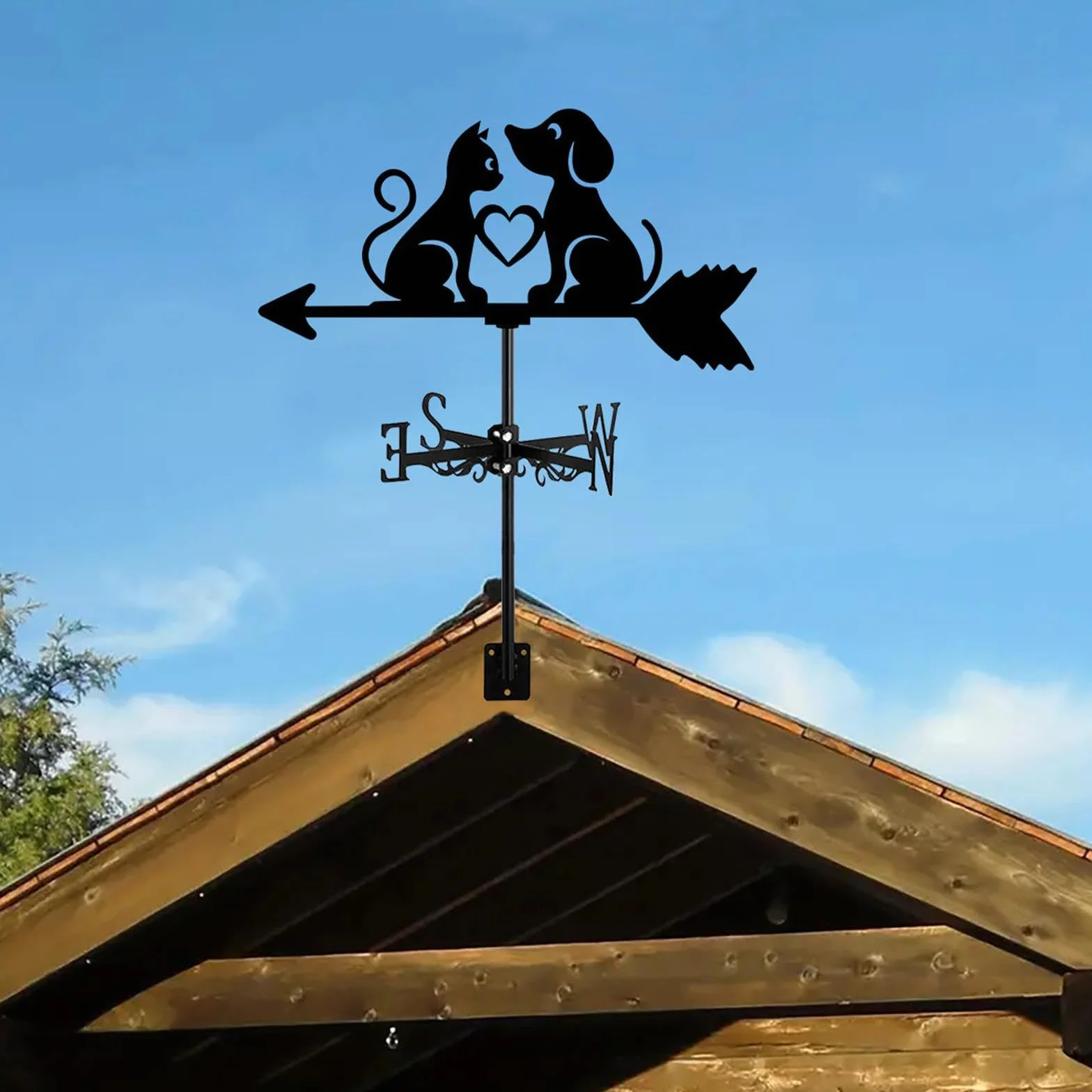 Veleta de Metal con Indicador de Dirección del Viento para Garaje, Perros y Gatos