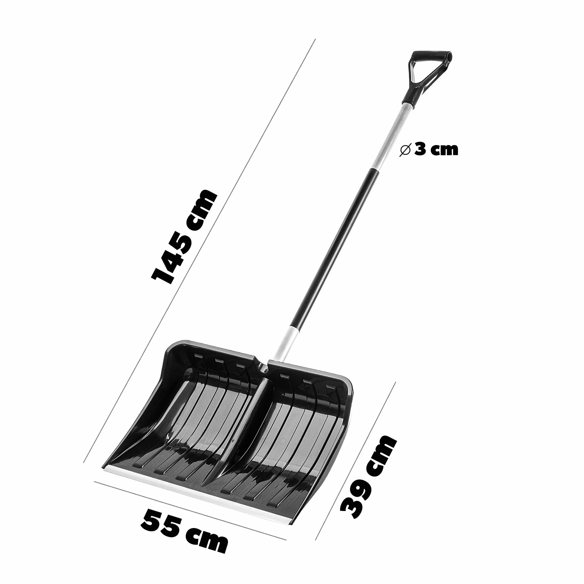 KADAX Pala quitanieves de aluminio 55 x 145 cm negro