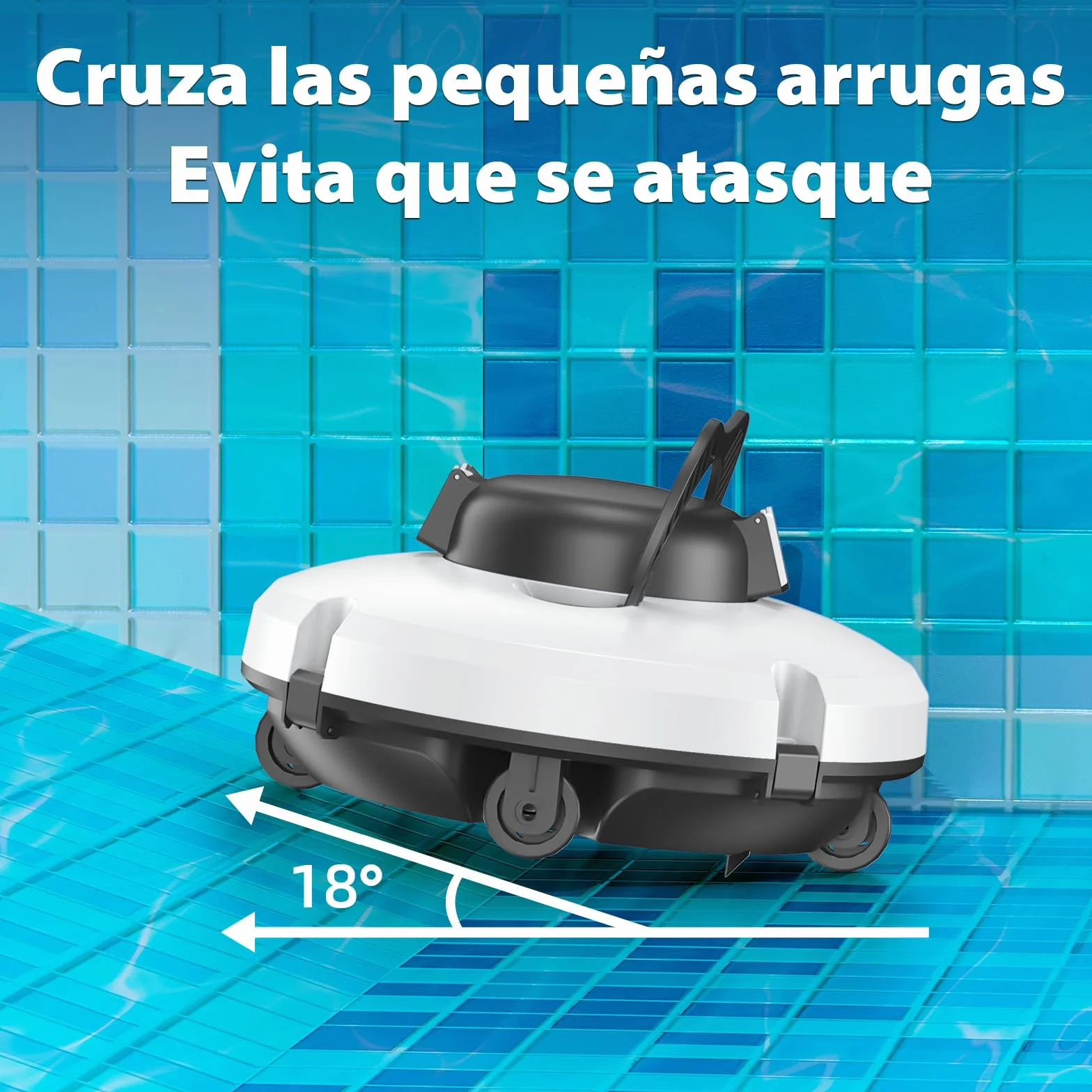 Redkey S100 Robot Limpiafondos Piscina Sin Cable, 200 Minutos Autonomía, Sube Pendientes 18°, Motor Doble, Hasta 120㎡