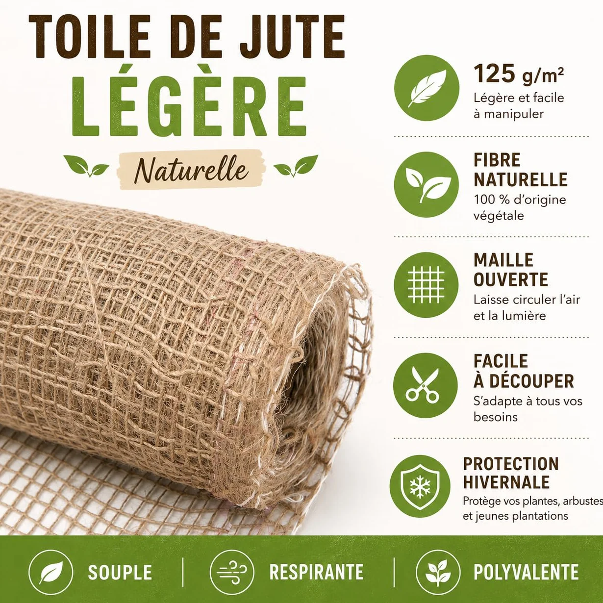 La cordeline CJN11A Tela de Yute 125 gr/m² 1m x 10m