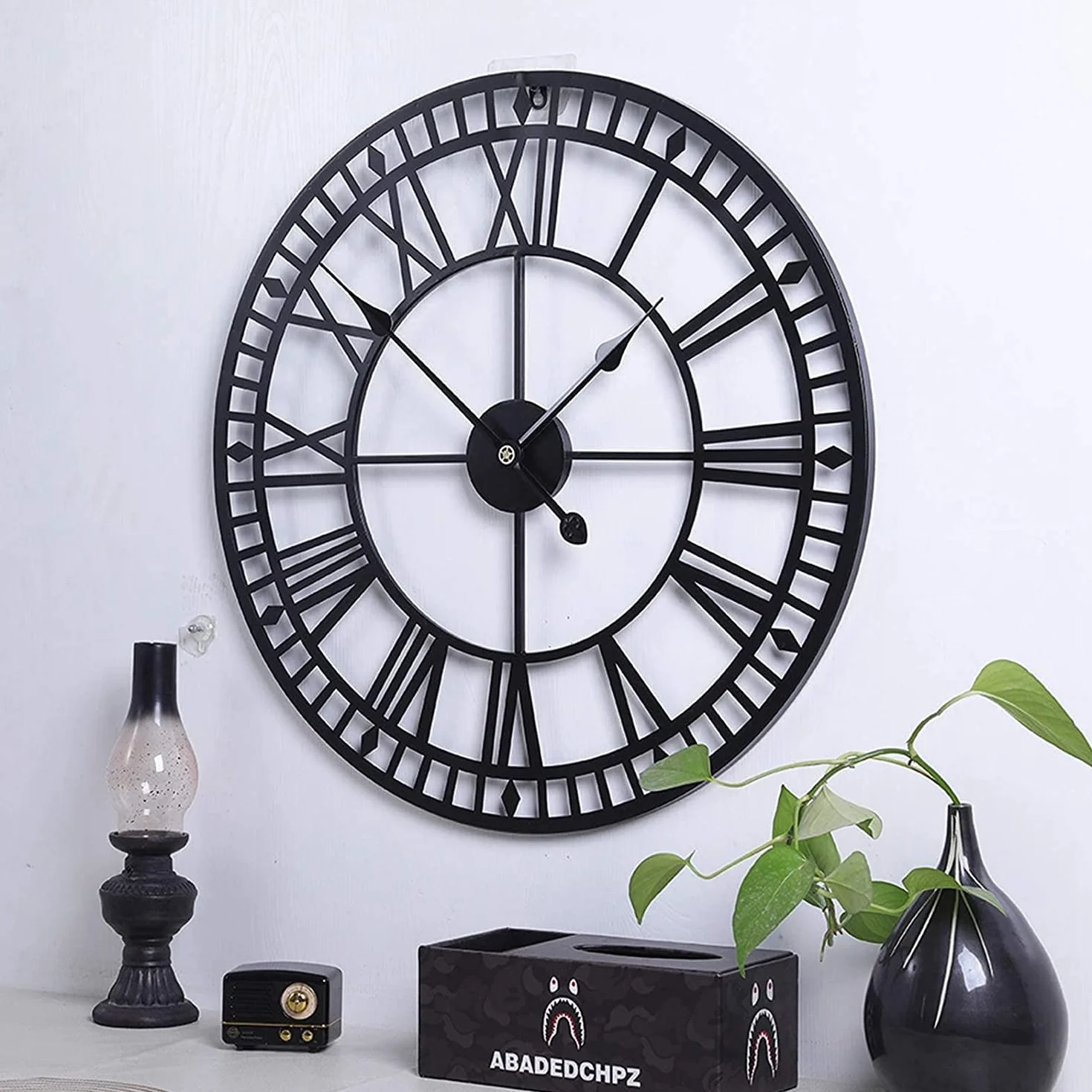 Reloj de Pared de Jardín al Aire Libre 80 cm Metal Redondo Números Romanos Impermeable Retro