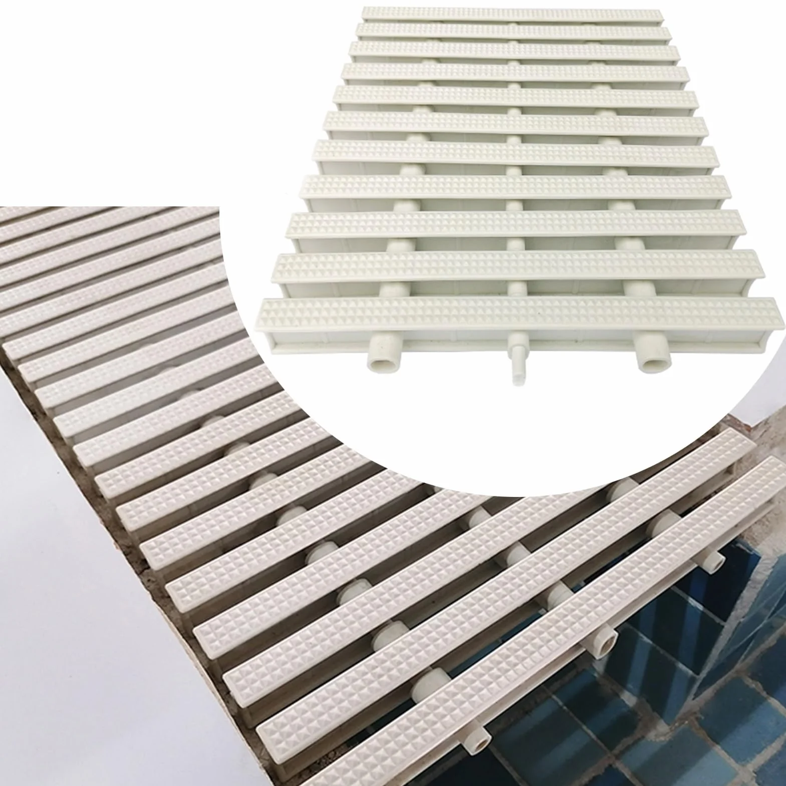 Rejilla de Desbordamiento de Drenaje de Piscina Plástica Rectangular 7.8x39.3in