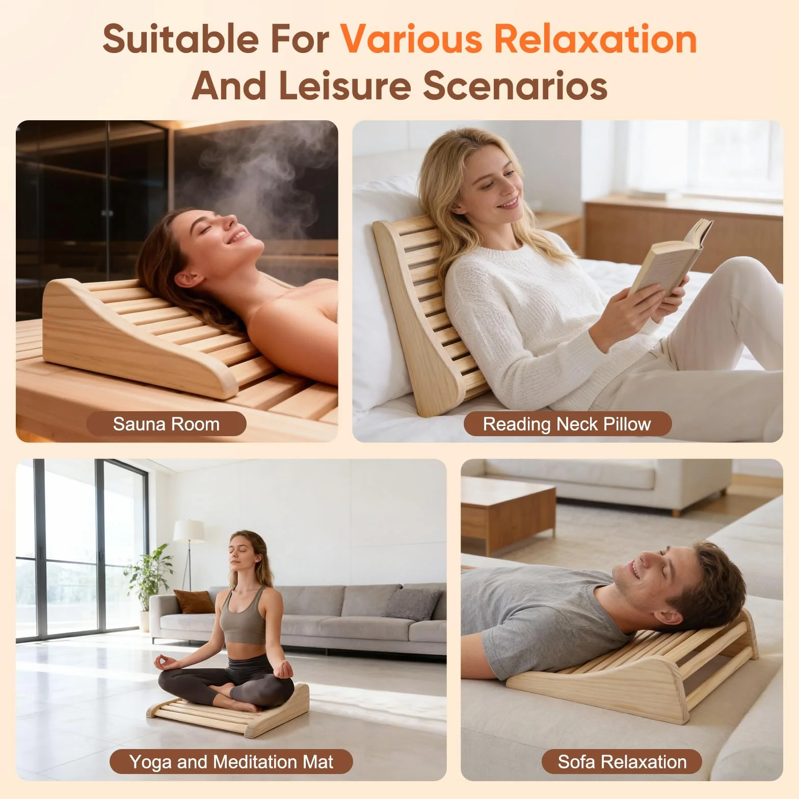 Reposacabezas de Sauna de Madera 2 Piezas, Almohada Cervical Ergonómica para Sauna, Soporte de Cabeza de Madera Natural de Cedro, Accesorio de Sauna para Relajación y Confort 37x33x10cm