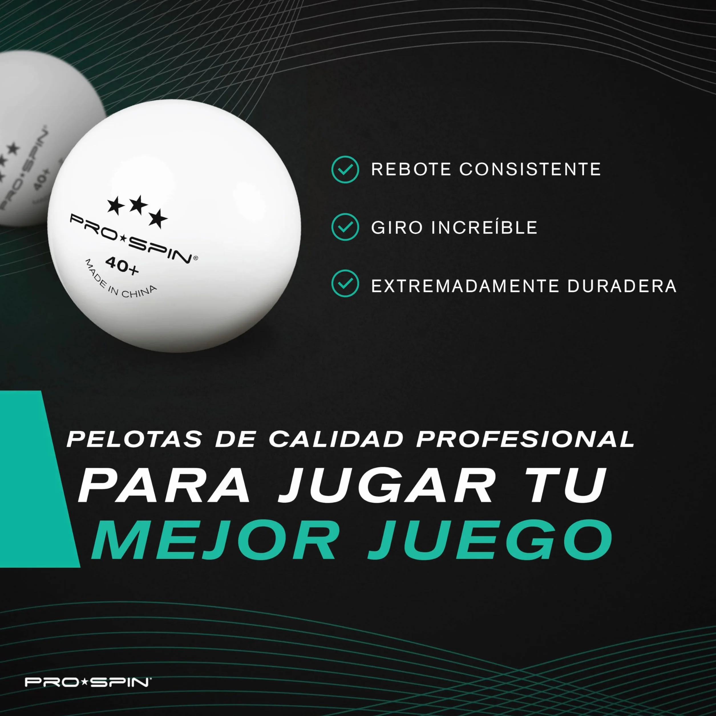 PRO-SPIN Pelotas de Ping Pong 3 Estrellas ITTF ABS 40+ Alto Rendimiento Tenis de Mesa Profesional