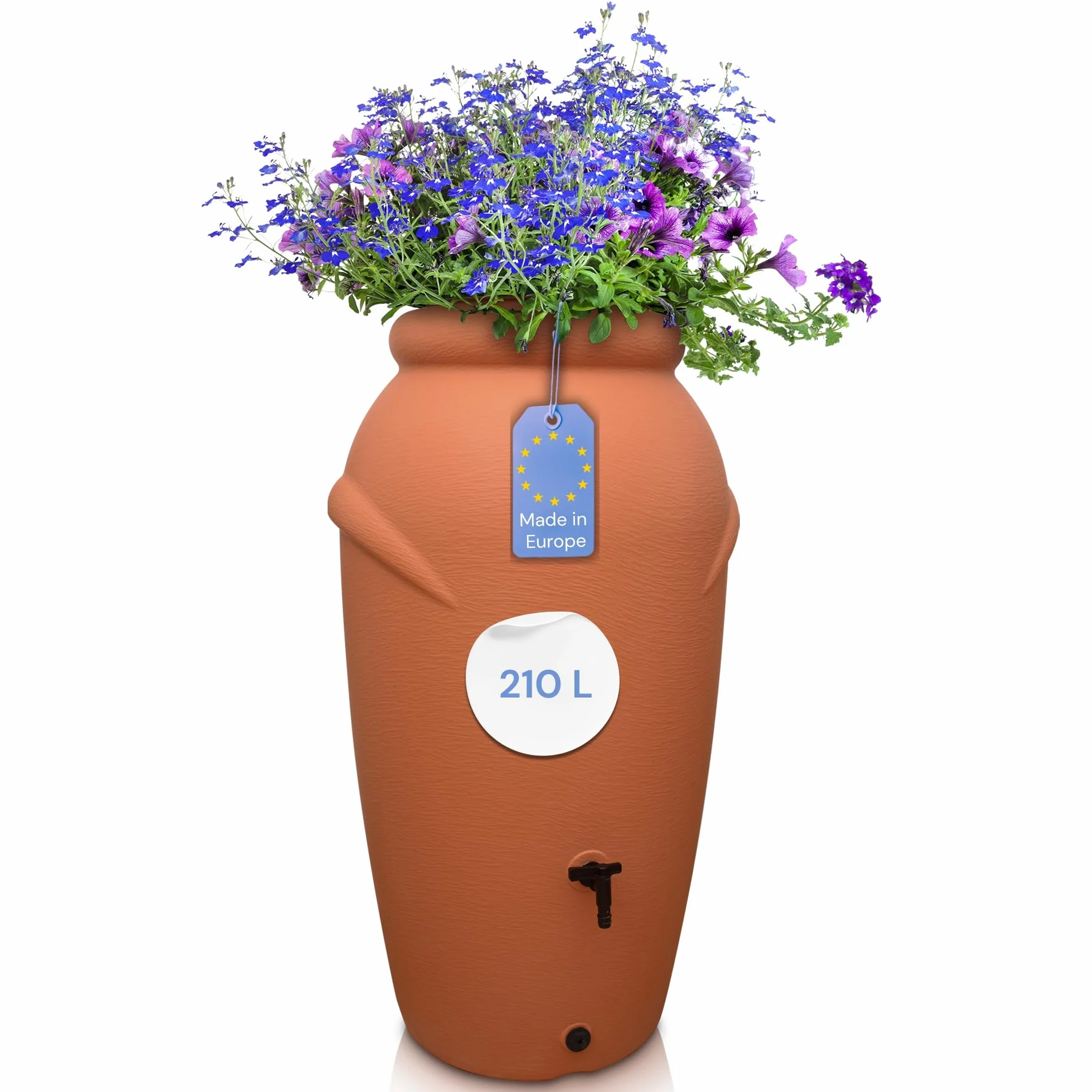 YourCasa Deposito Agua Lluvia 210 litros Barril Lluvia Resistente Heladas Plastico Grifo Terracota