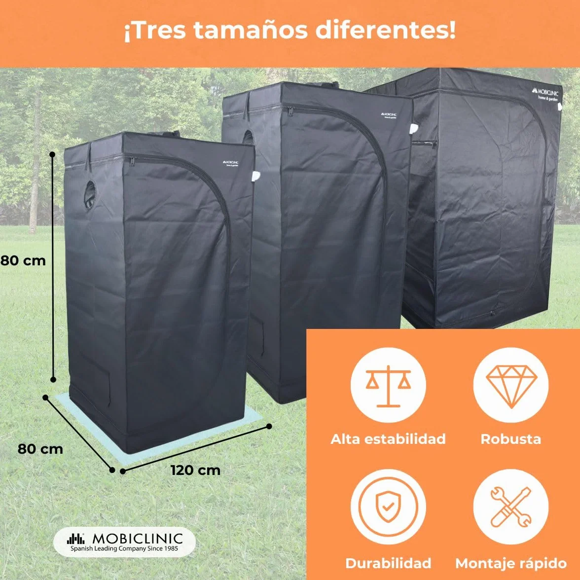 Mobiclinic®, Armario de Cultivo Interior, Growbox, Reflectante Premium Mylar 97%, Hidropónico, Impermeable, Fondo Desmontable, Tejido Nylon Grueso, Estructura Resistente, Grow Tent